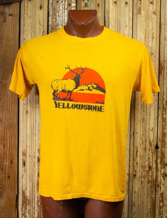 Vintage Yellowstone Souvenir Graphic T Shirt 1982 Yellow Large