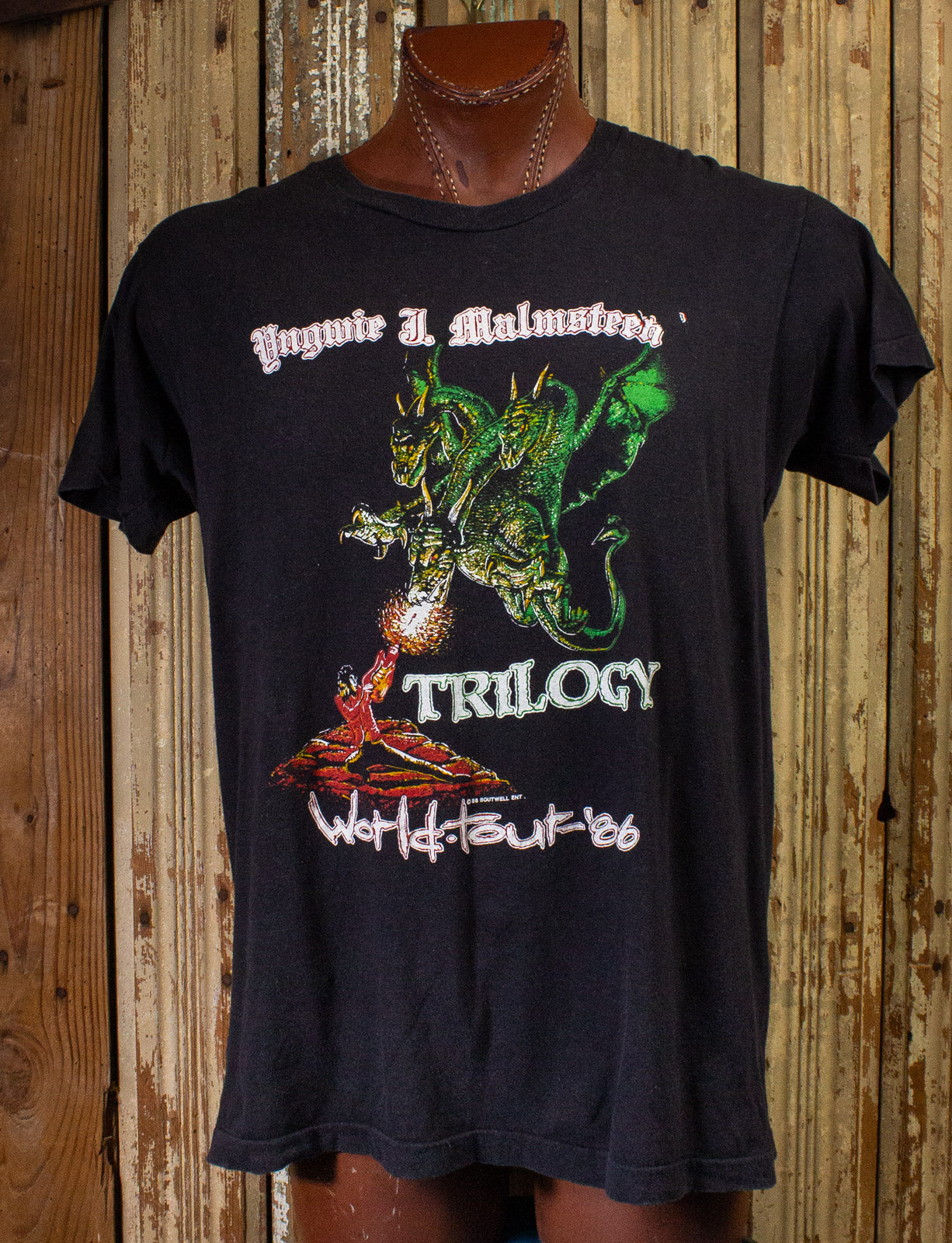 Vintage Yngwie Malmsteen Trilogy Concert T Shirt 1986 Black XL