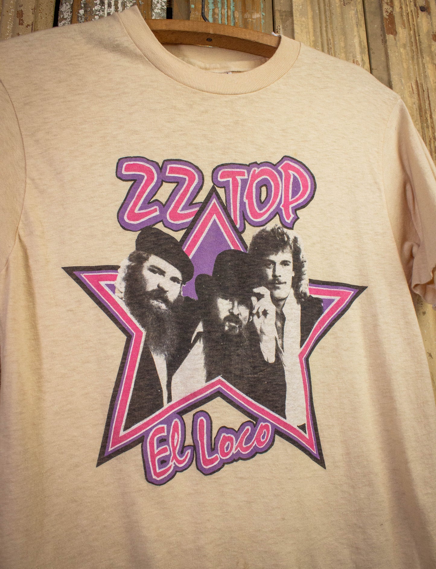 Vintage ZZ Top El Loco Concert T Shirt 1981 Tan Small