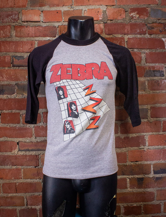 Vintage Zebra Concert T Shirt Raglan 1983 Grey-Black XS