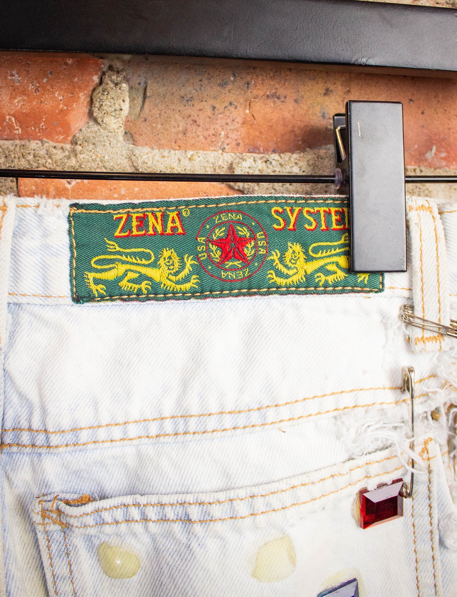 Vintage Zena System Painted Light Wash Jeans 1990s 24W