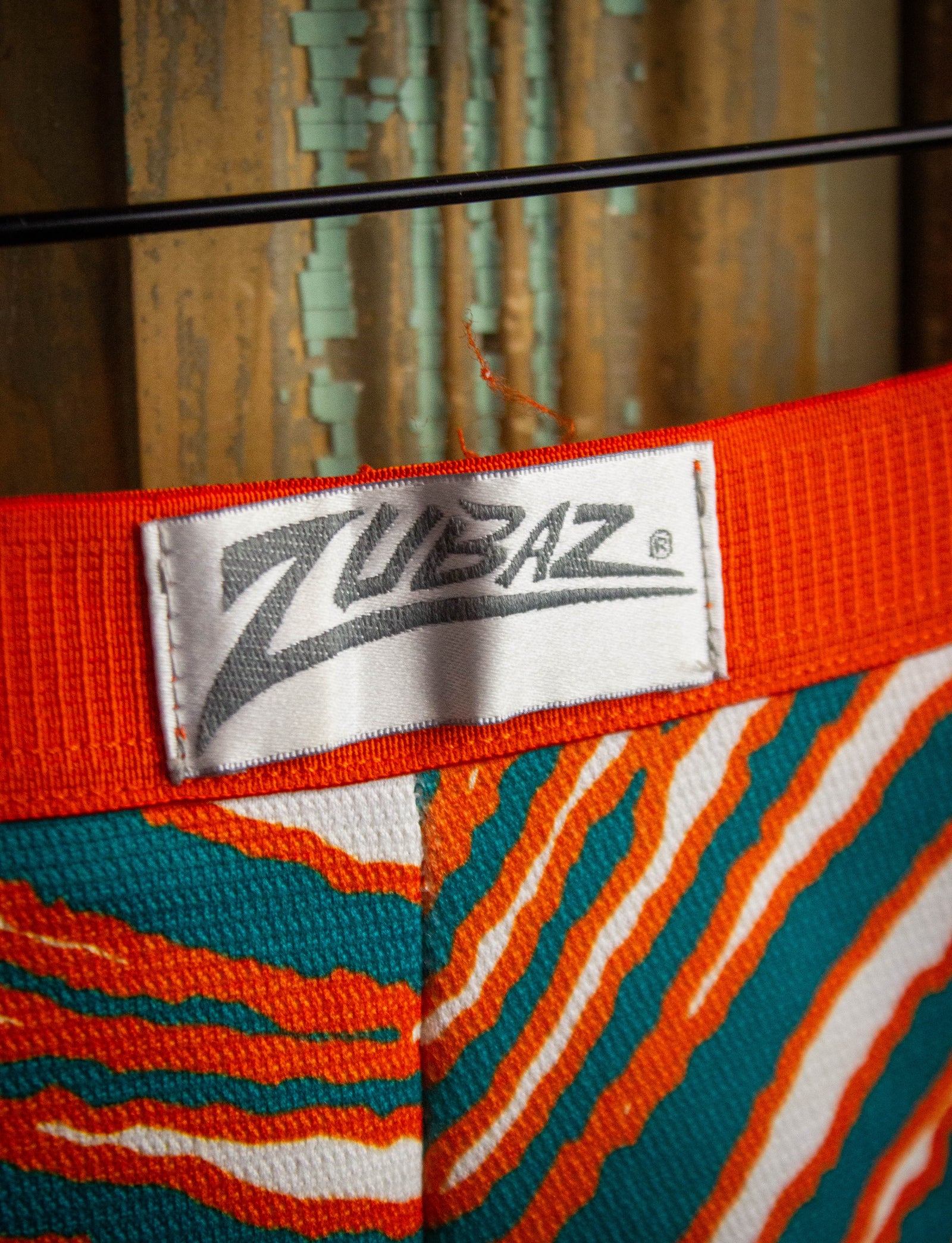 Vintage Zubaz Tiger Print Shorts 90s Teal and Orange Small