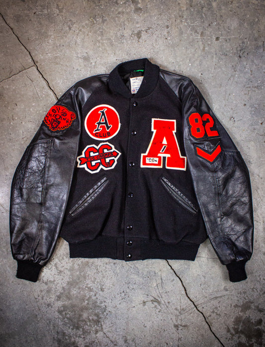 Vintage "A Club" Black Varsity Jacket 1979 Large