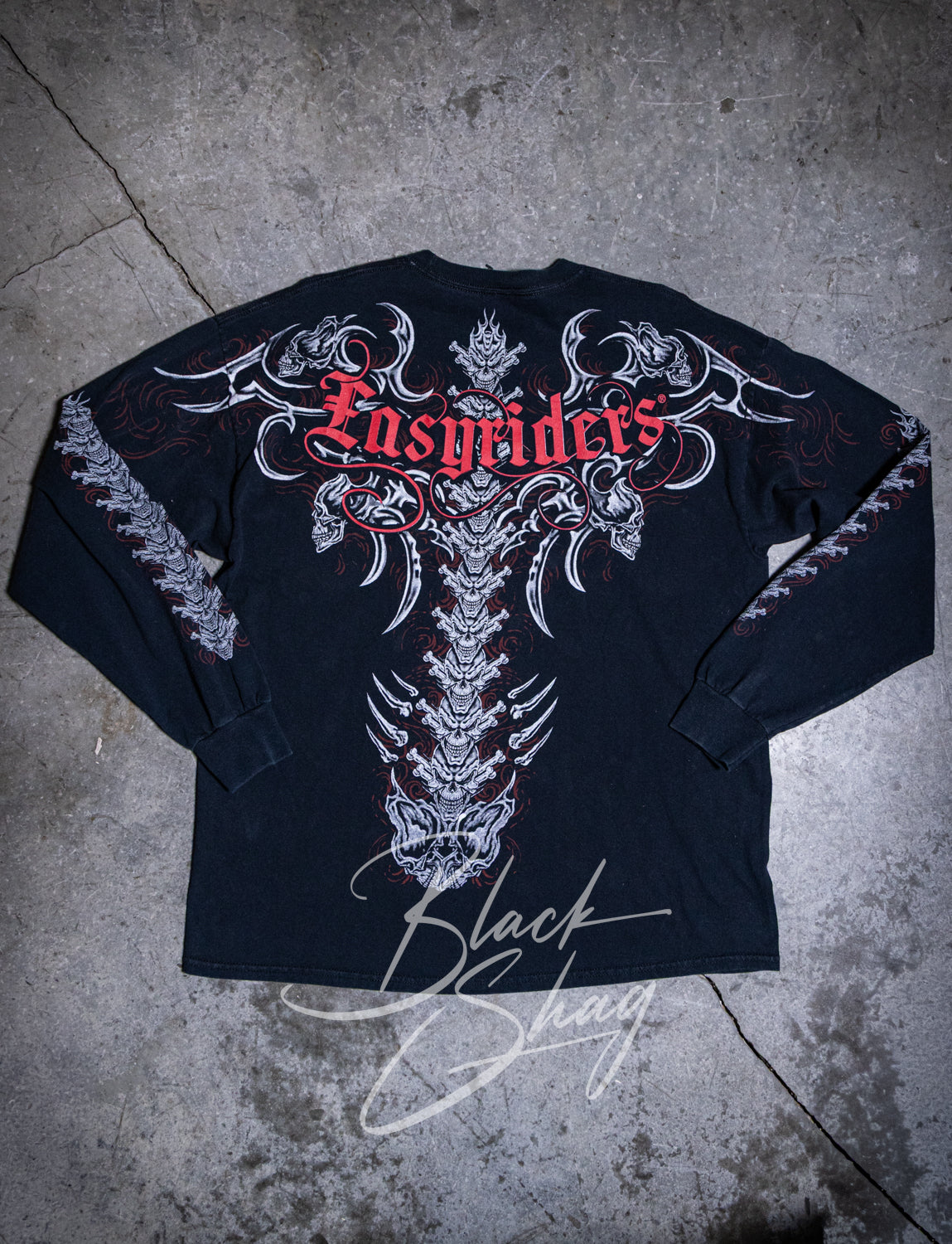 Vintage y2k Easy Riders Skeleton Long Sleeve Graphic T Shirt XL