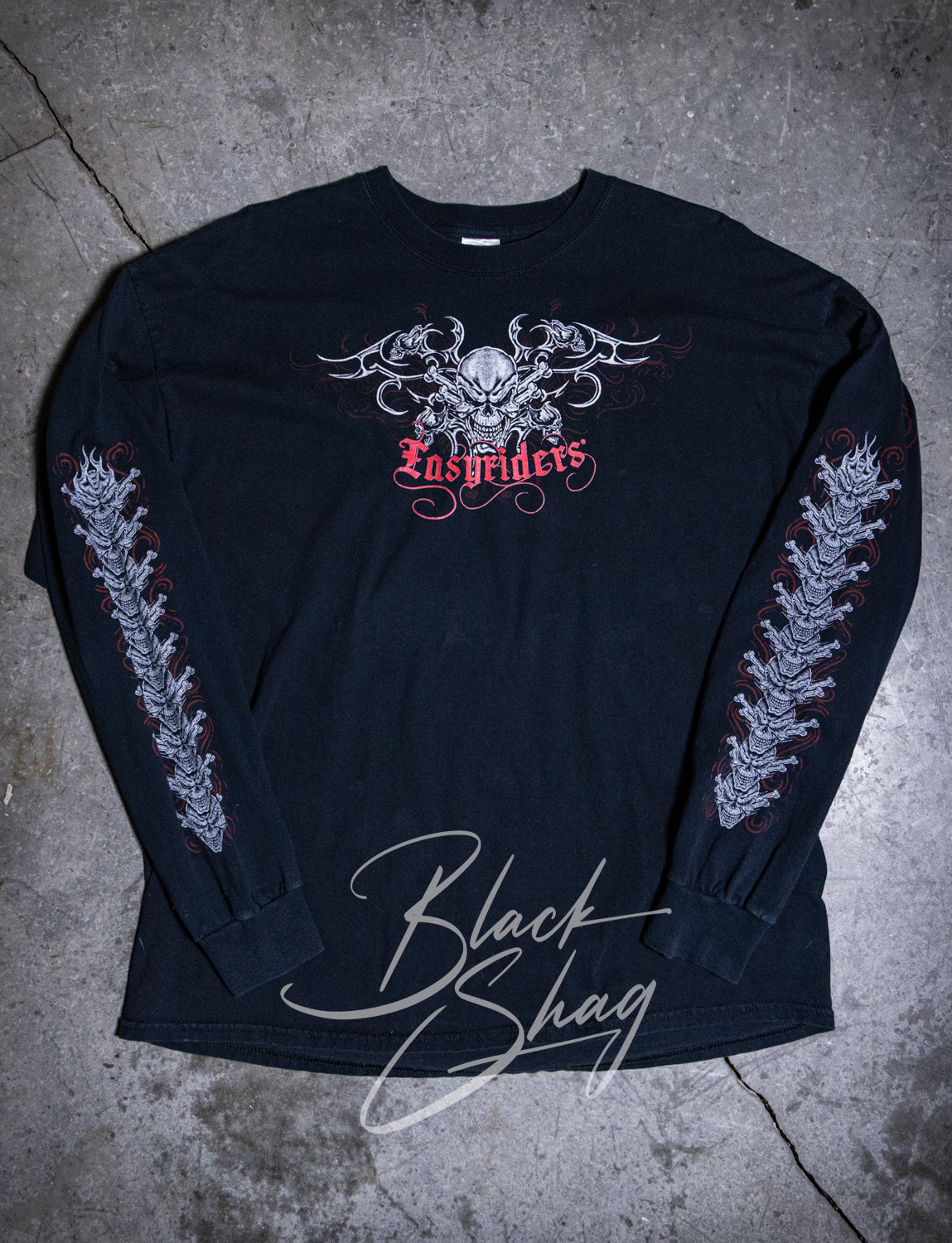 Vintage y2k Easy Riders Skeleton Long Sleeve Graphic T Shirt XL