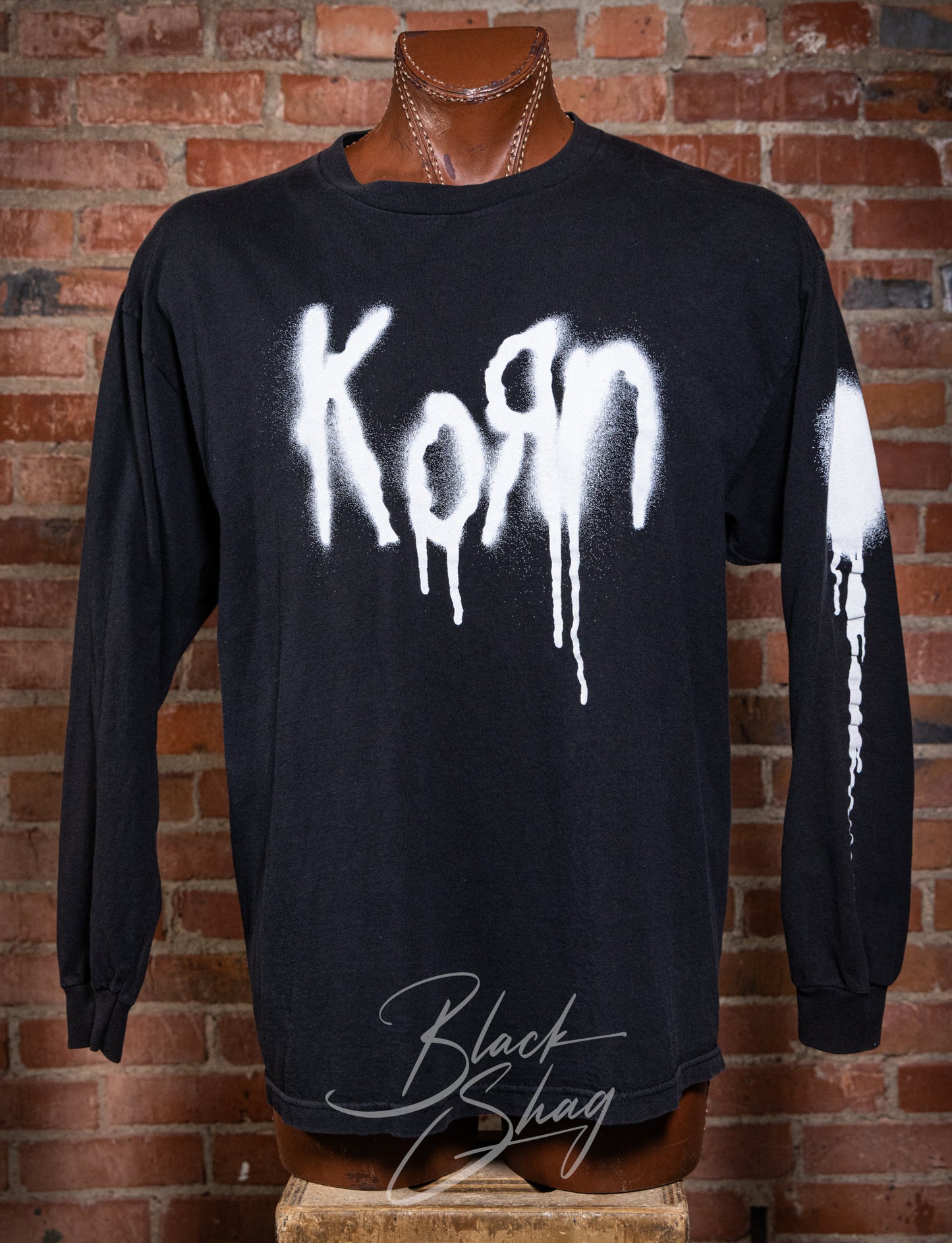 Vintage y2k Korn Spray Paint Logo Long Sleeve Concert T Shirt XL