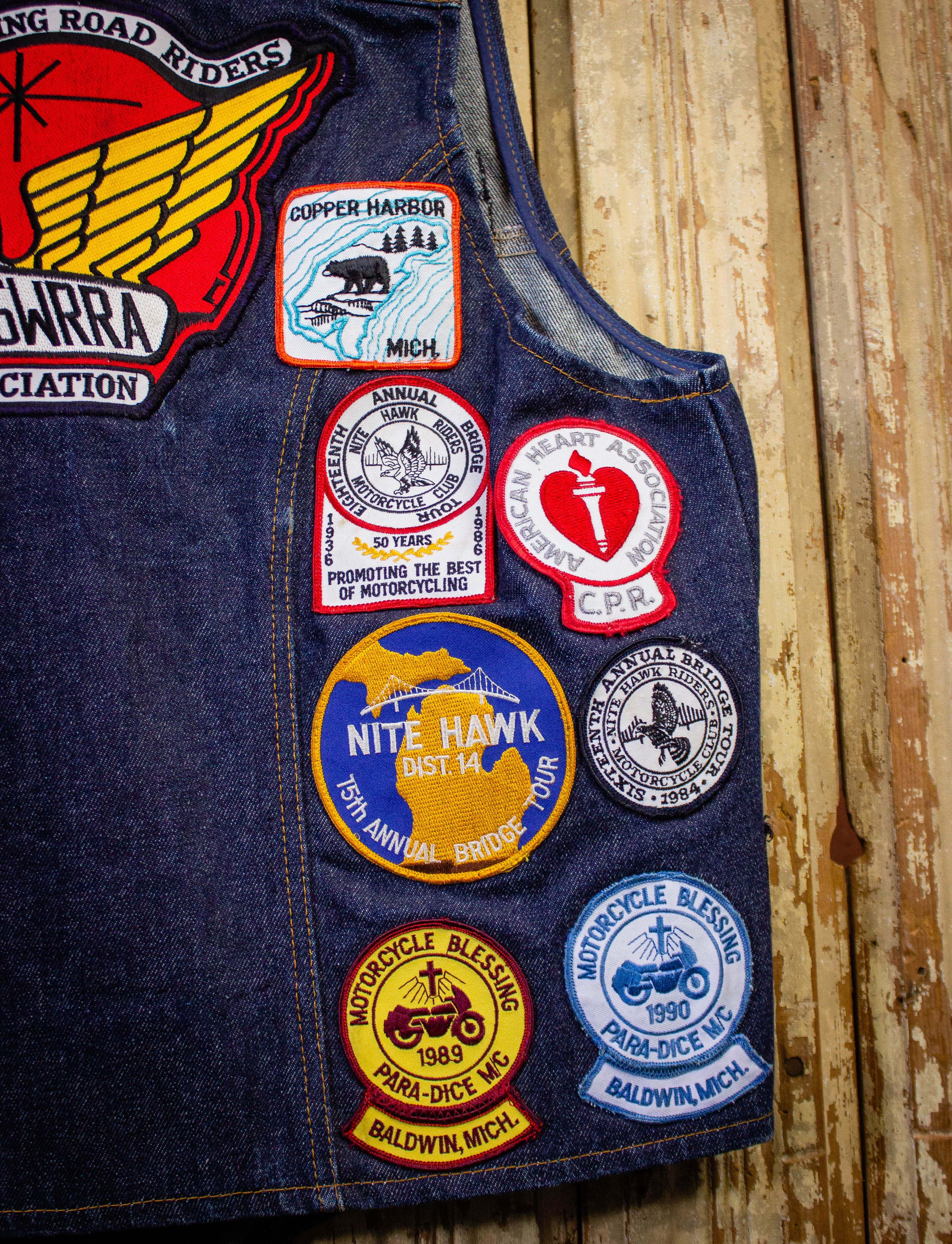 Vintage 1978-1986 Gold Wing top Wings of Phoenix Women’s Denim Biker Vest