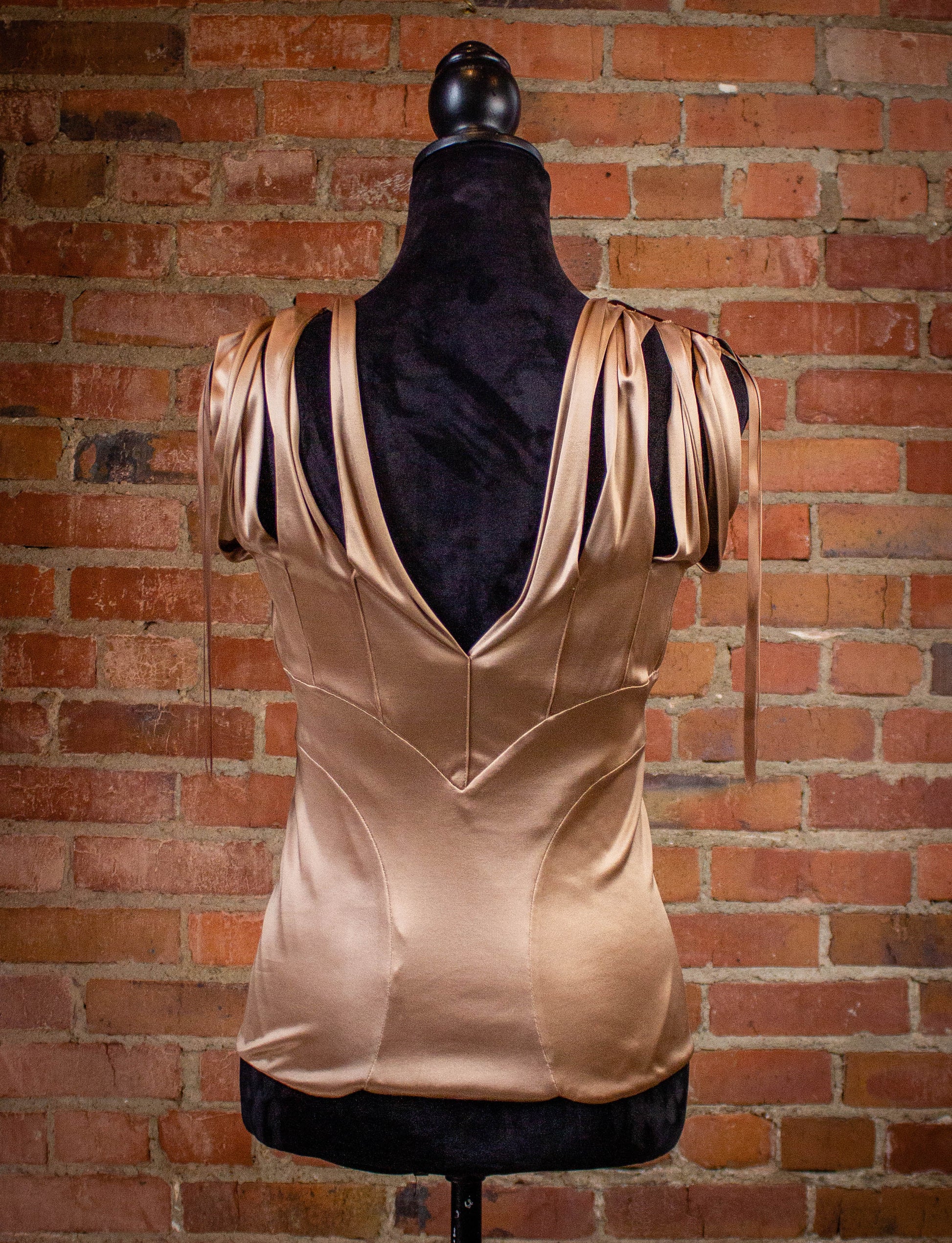 Yves Saint Laurent Copper Blouse with Ribbon Ties Small/Medium
