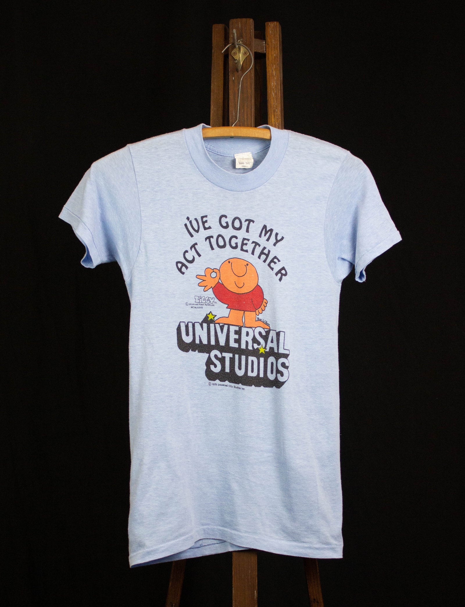 Vintage 1979 Universal Studios Ziggy "I've Got My Act Together" Graphic T Shirt Blue XS