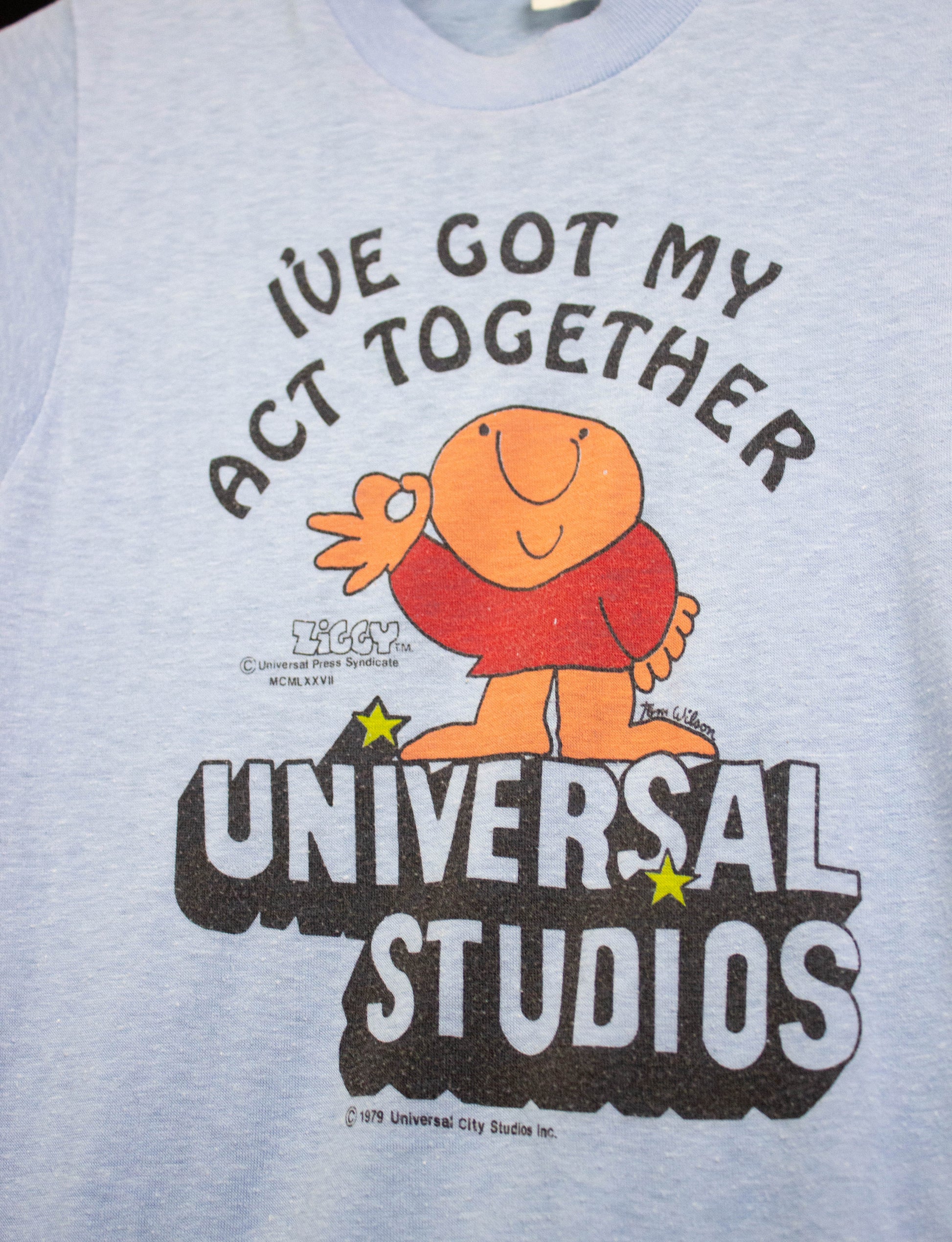 Vintage 1979 Universal Studios Ziggy "I've Got My Act Together" Graphic T Shirt Blue XS