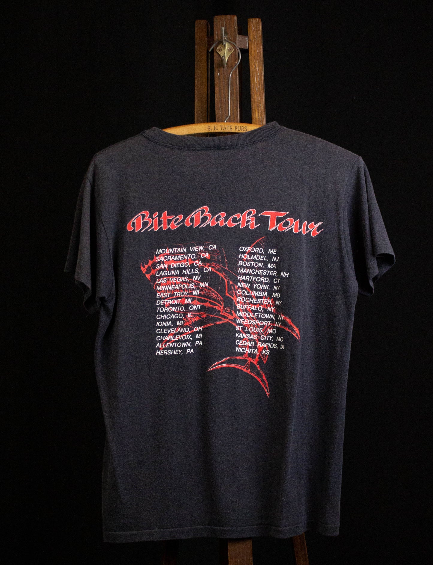 Vintage 1988 Great White Bite Back Tour Concert T Shirt Black Medium