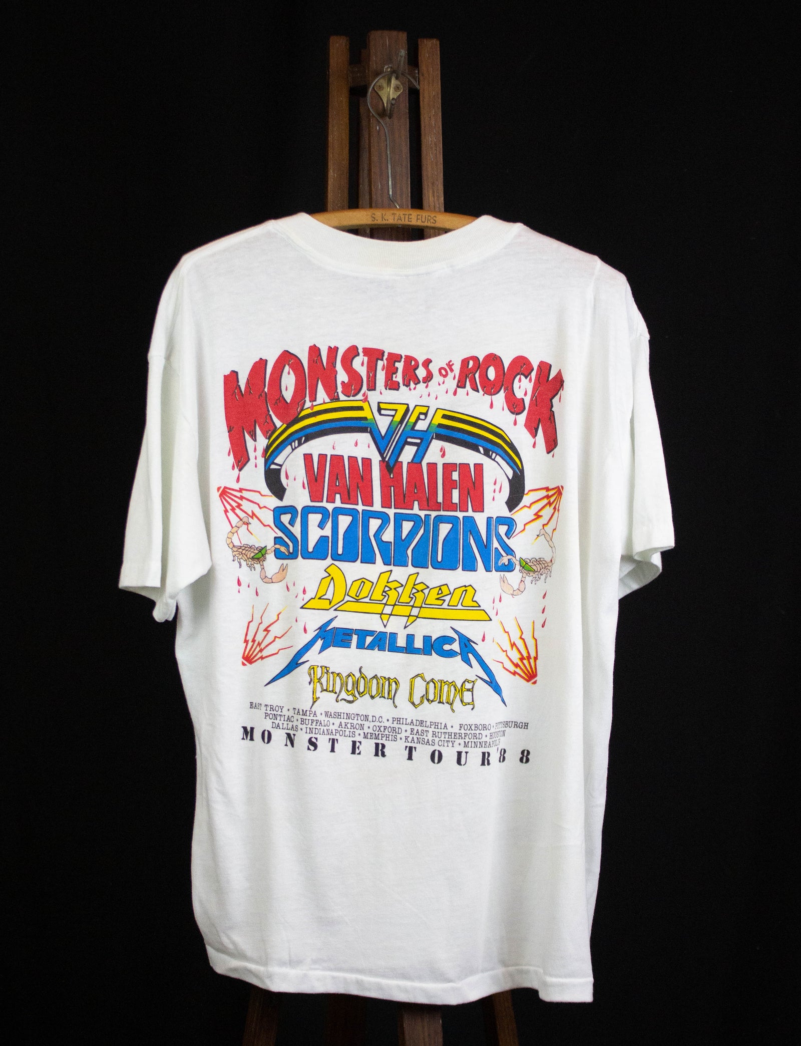 Vintage 1988 Van Halen Monsters of Rock Concert T Shirt White XL