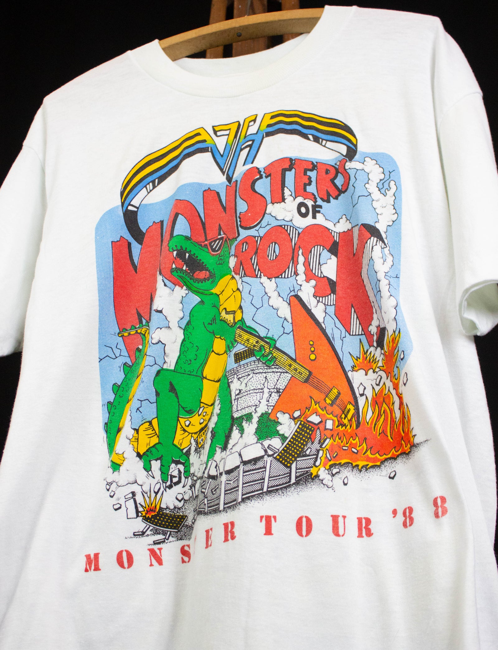 Vintage 1988 Van Halen Monsters of Rock Concert T Shirt White XL