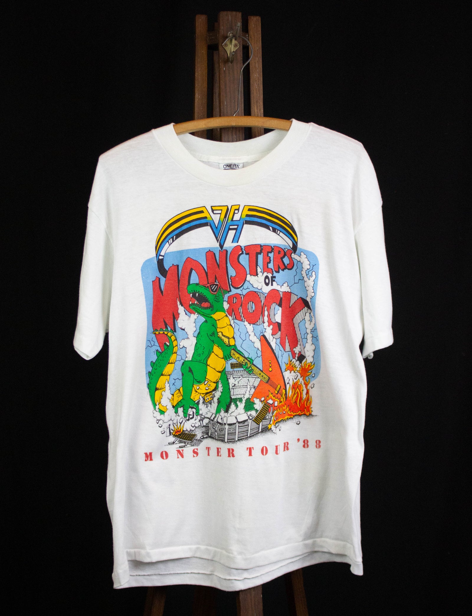 Vintage 1988 Van Halen Monsters Rock Concert T Shirt White XL Shag