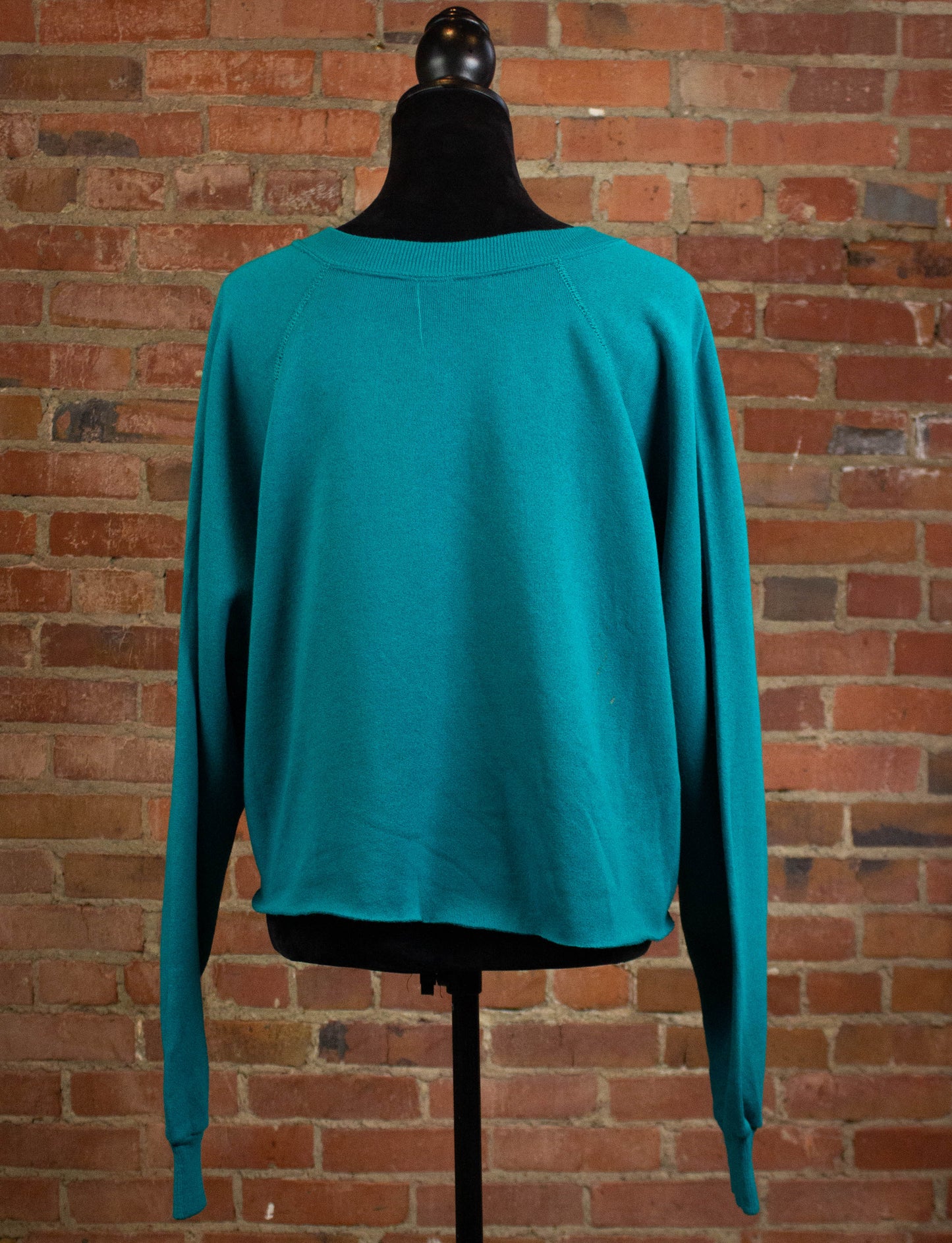 Vintage 1989 "Touch of Class" Rose Cropped Sweatshirt Teal XL