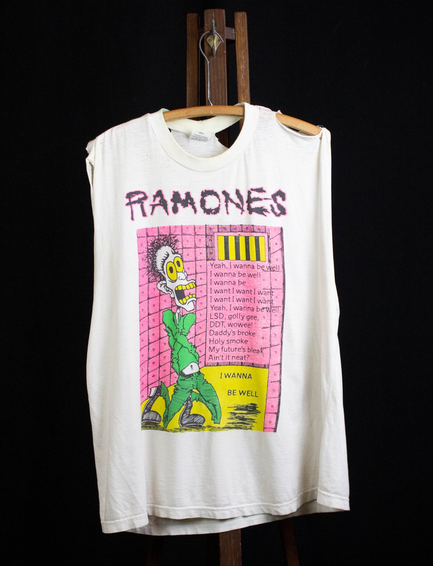 Vintage 1990 Ramones Scandinavia Tour Cut Off Concert T Shirt White XL