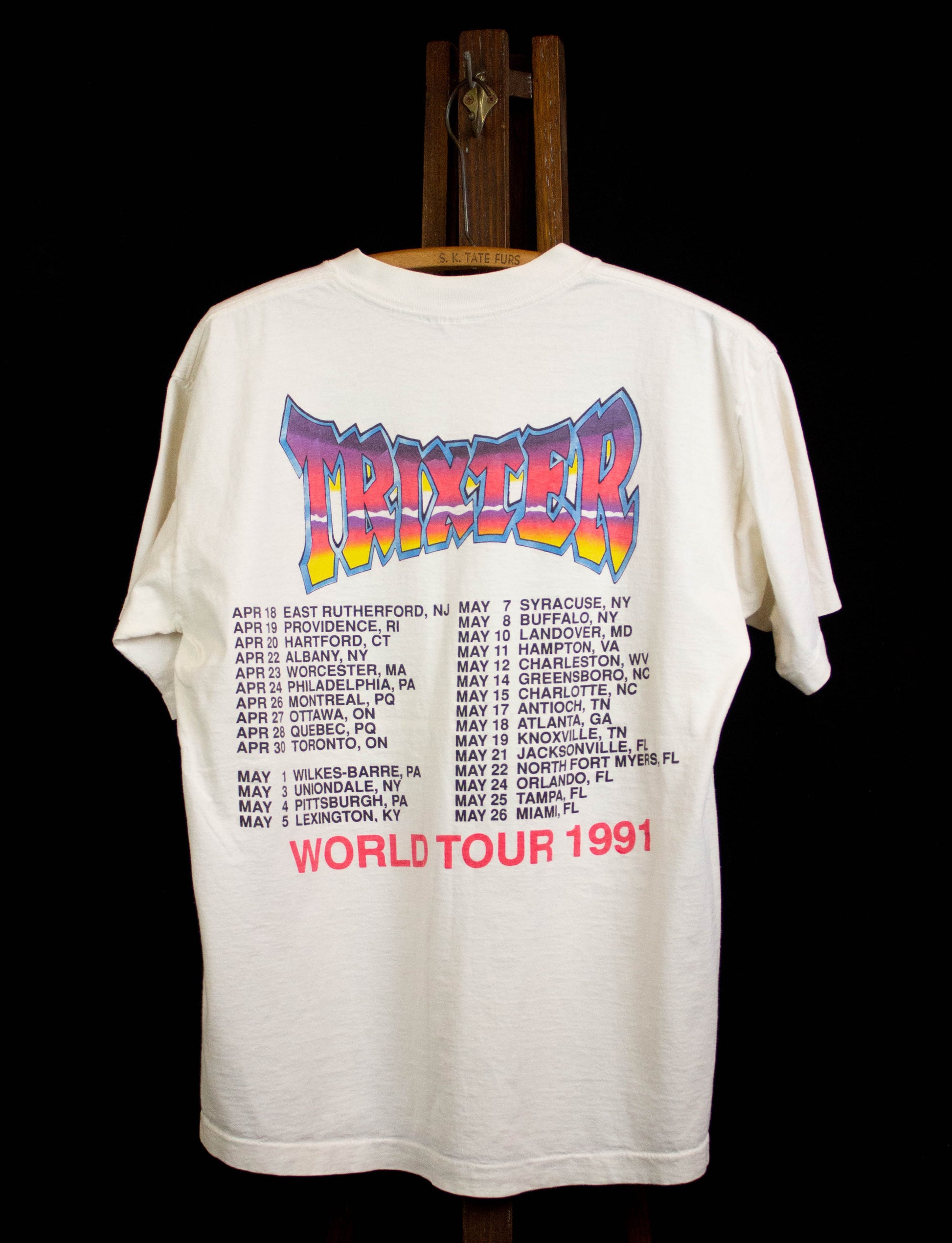 Vintage 1991 Trixter World Tour Concert T White Large – Black Shag Vintage