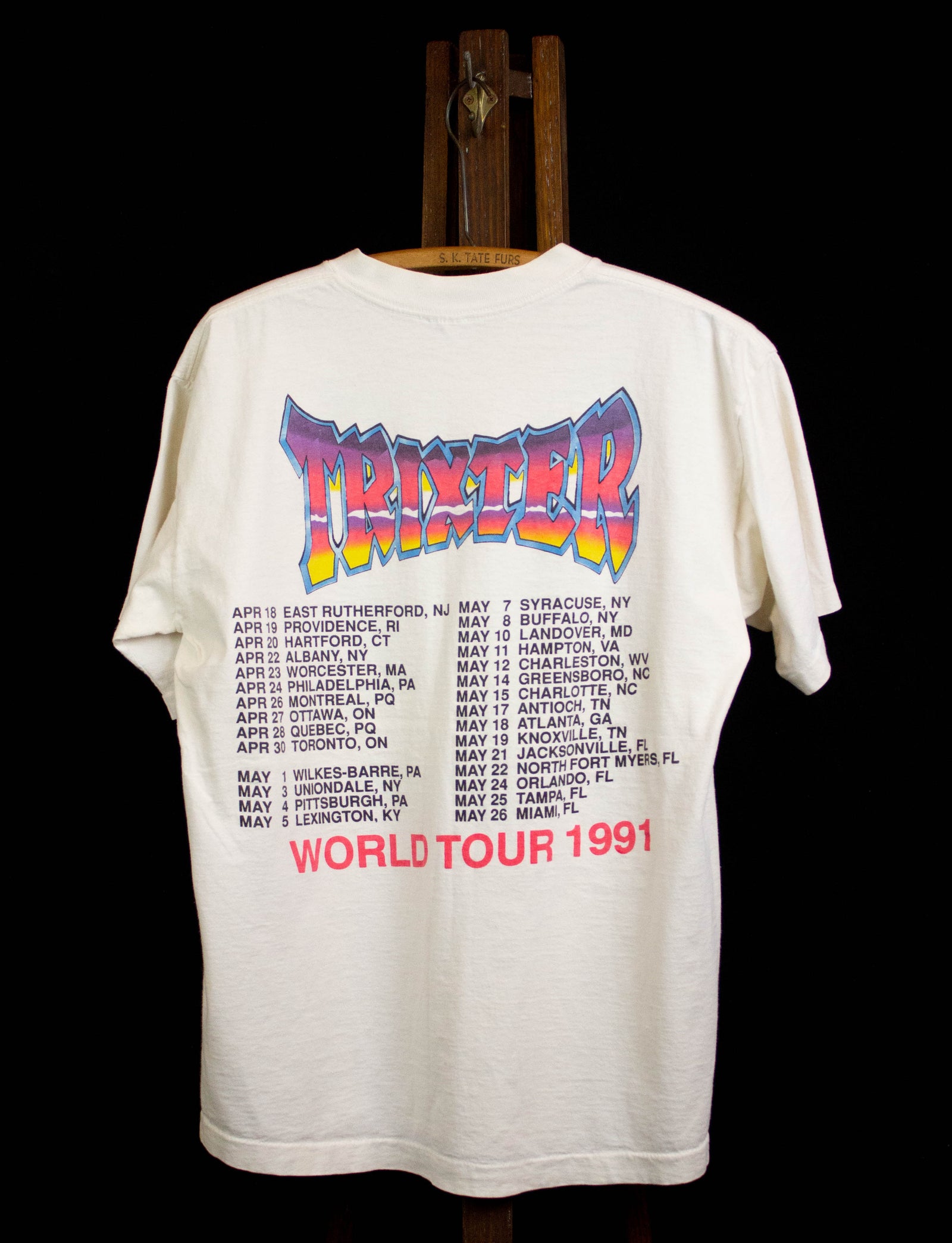 Vintage 1991 Trixter World Tour Concert T White Large – Black Shag