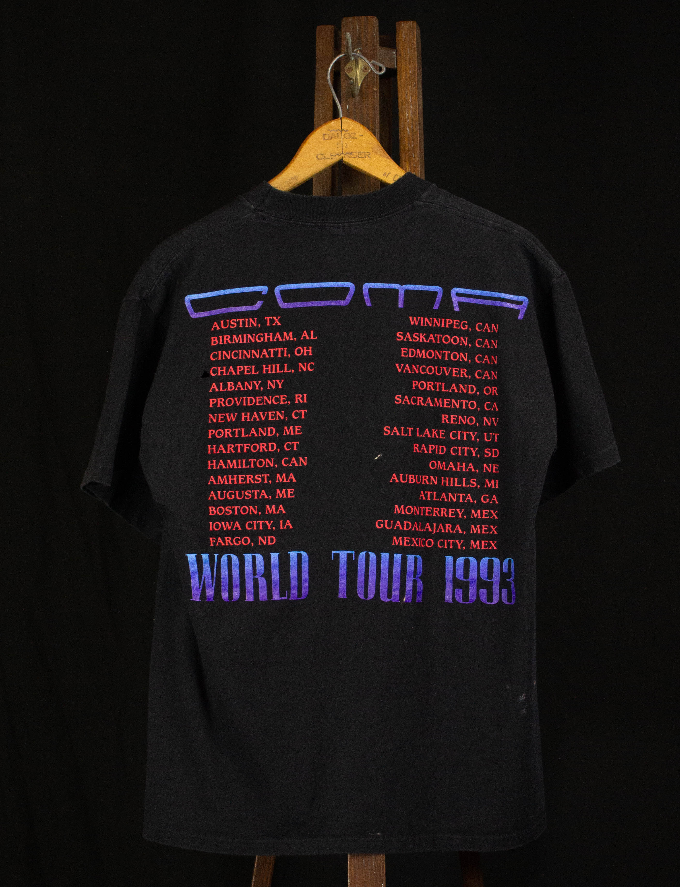 Vintage 1993 Guns n' Roses Coma World Tour Concert T Shirt Black 