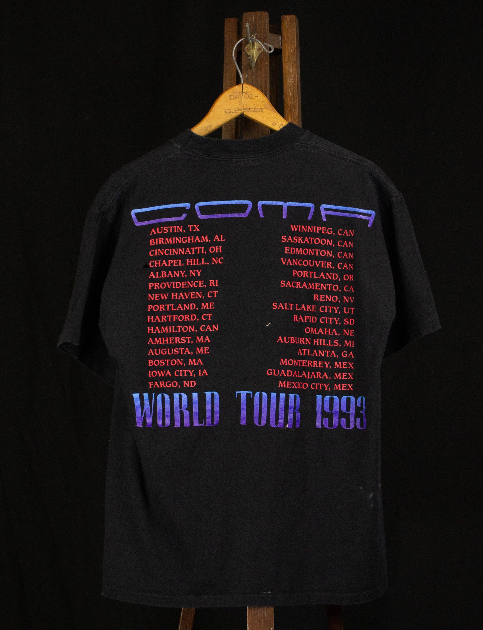 Vintage 1993 Guns n' Roses Coma World Tour Concert T Shirt Black Large
