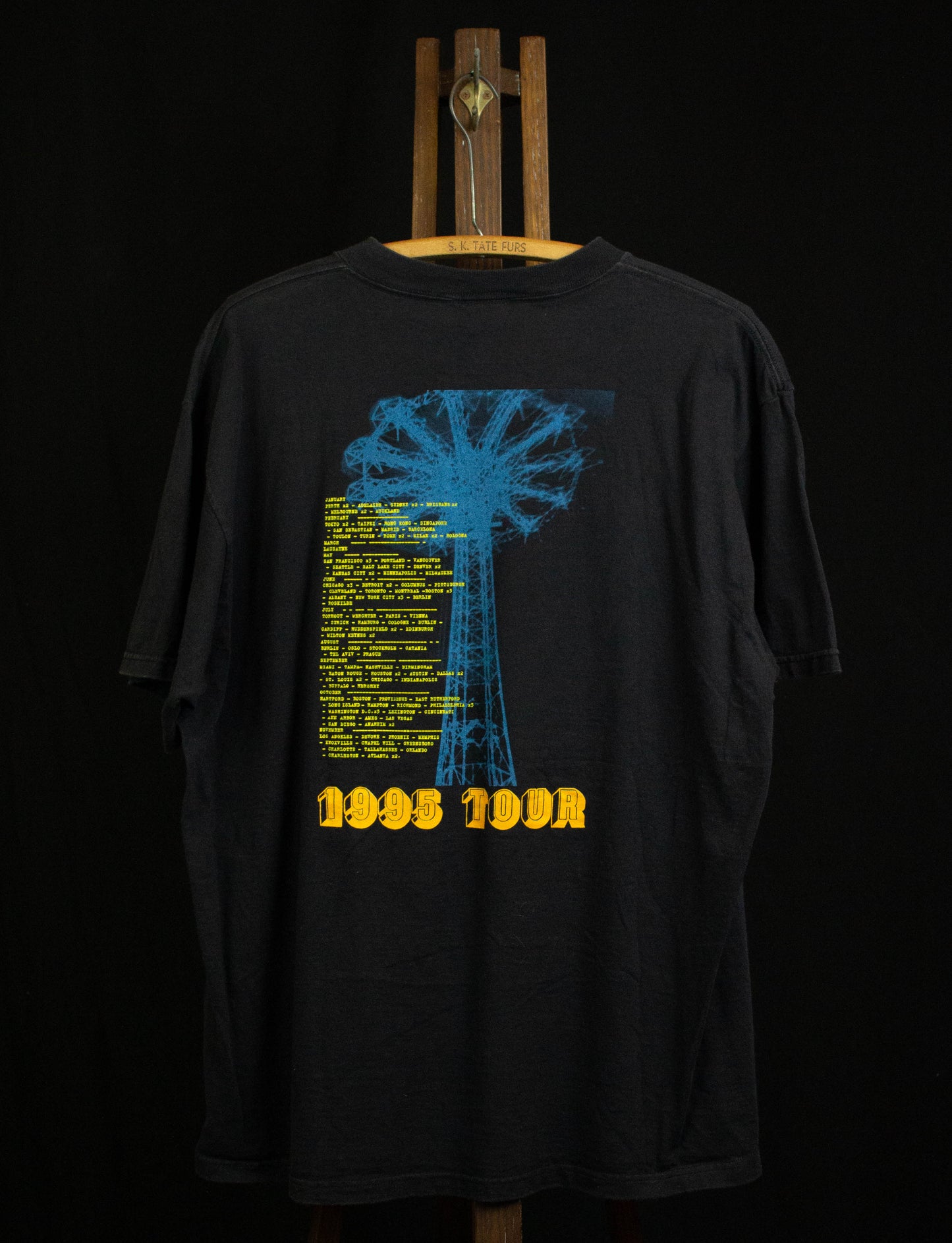 Vintage REM 1995 Tour Concert T Shirt Black XL
