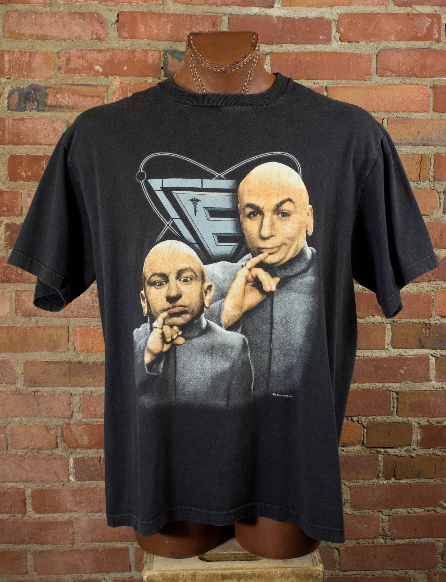 Vintage 1999 Dr Evil and Mini Me Virtucon Industries Black Graphic T Shirt Unisex XL