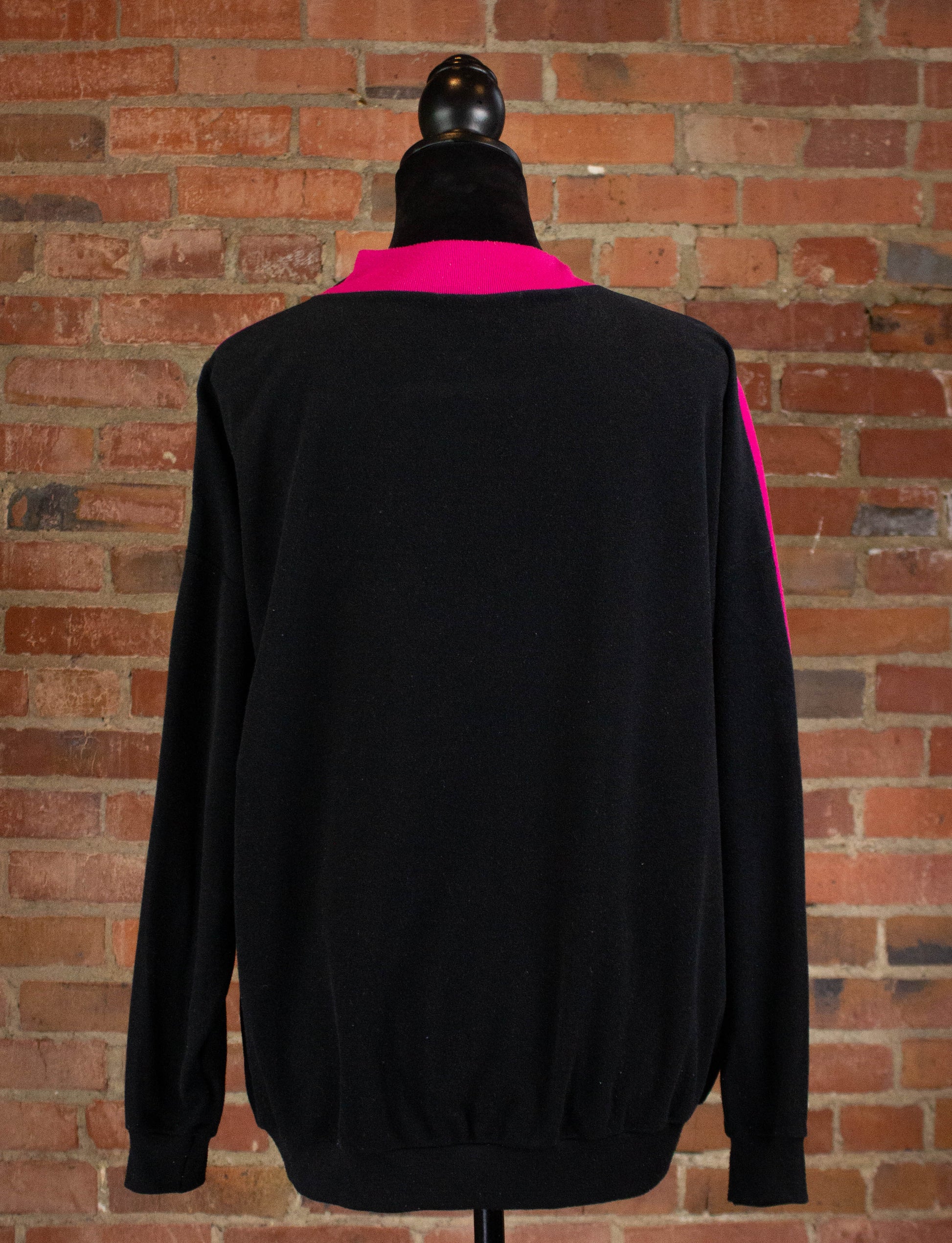 Vintage 80s Lee Pink and Black Sweatshirt with Zipper Shoulder XL
