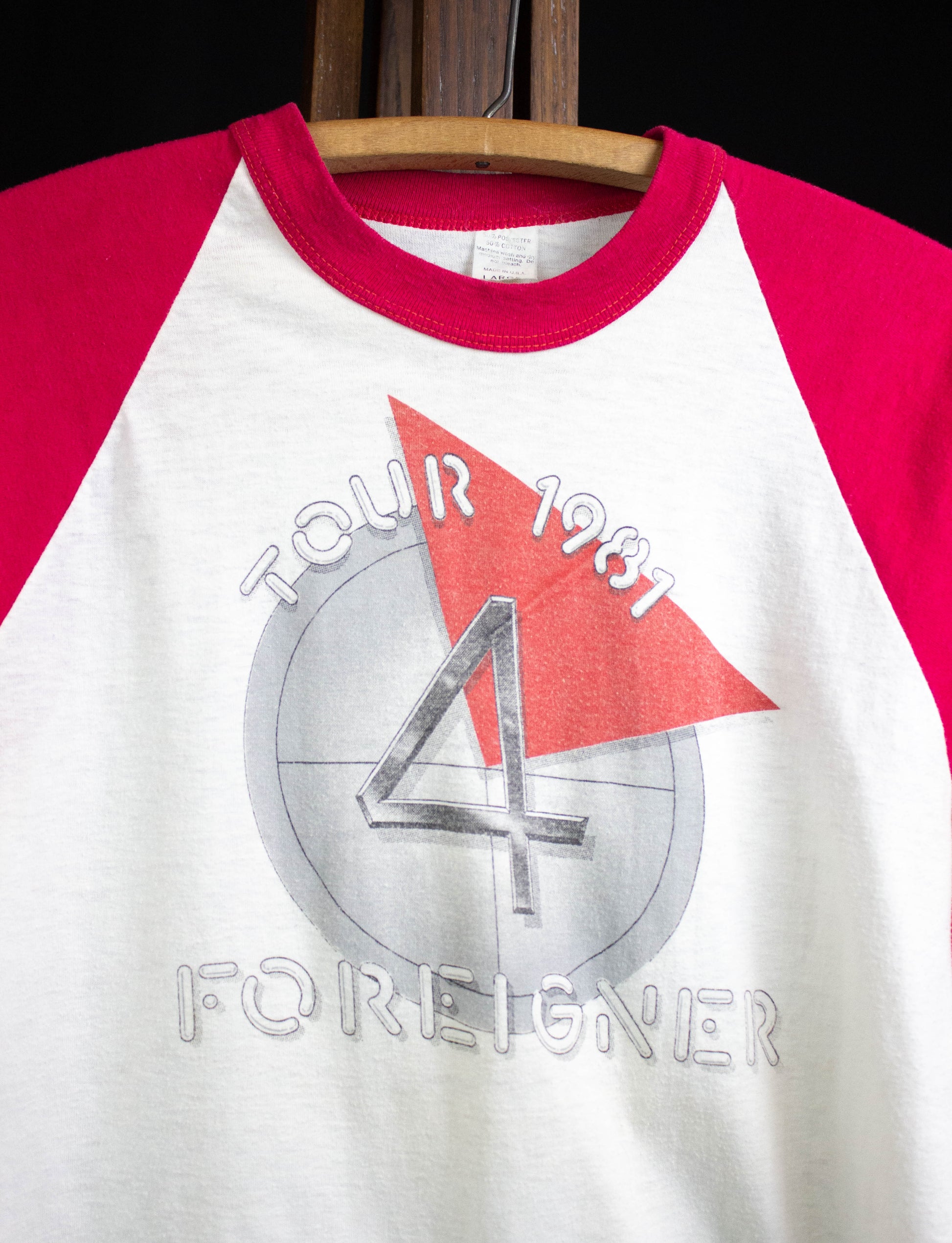 Vintage Foreigner 1981 Tour Concert T Shirt White and Red Raglan Medium