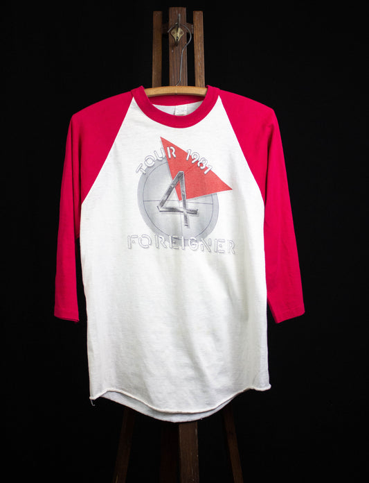 Vintage Foreigner 1981 Tour Concert T Shirt White and Red Raglan Medium