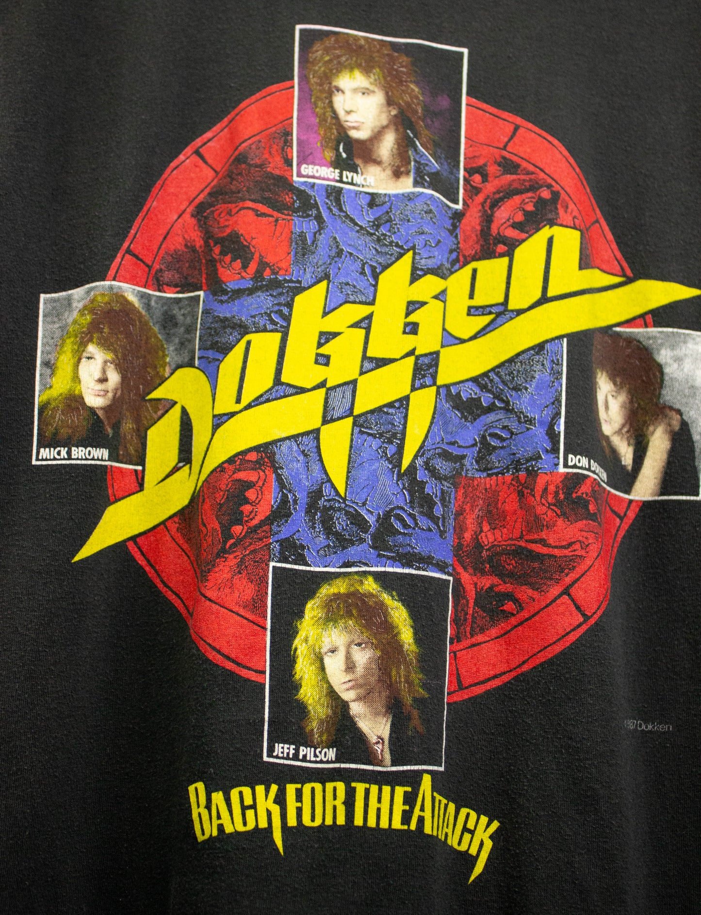 Vintage Dokken 1987 Back For The Attack Concert T Shirt Black Medium