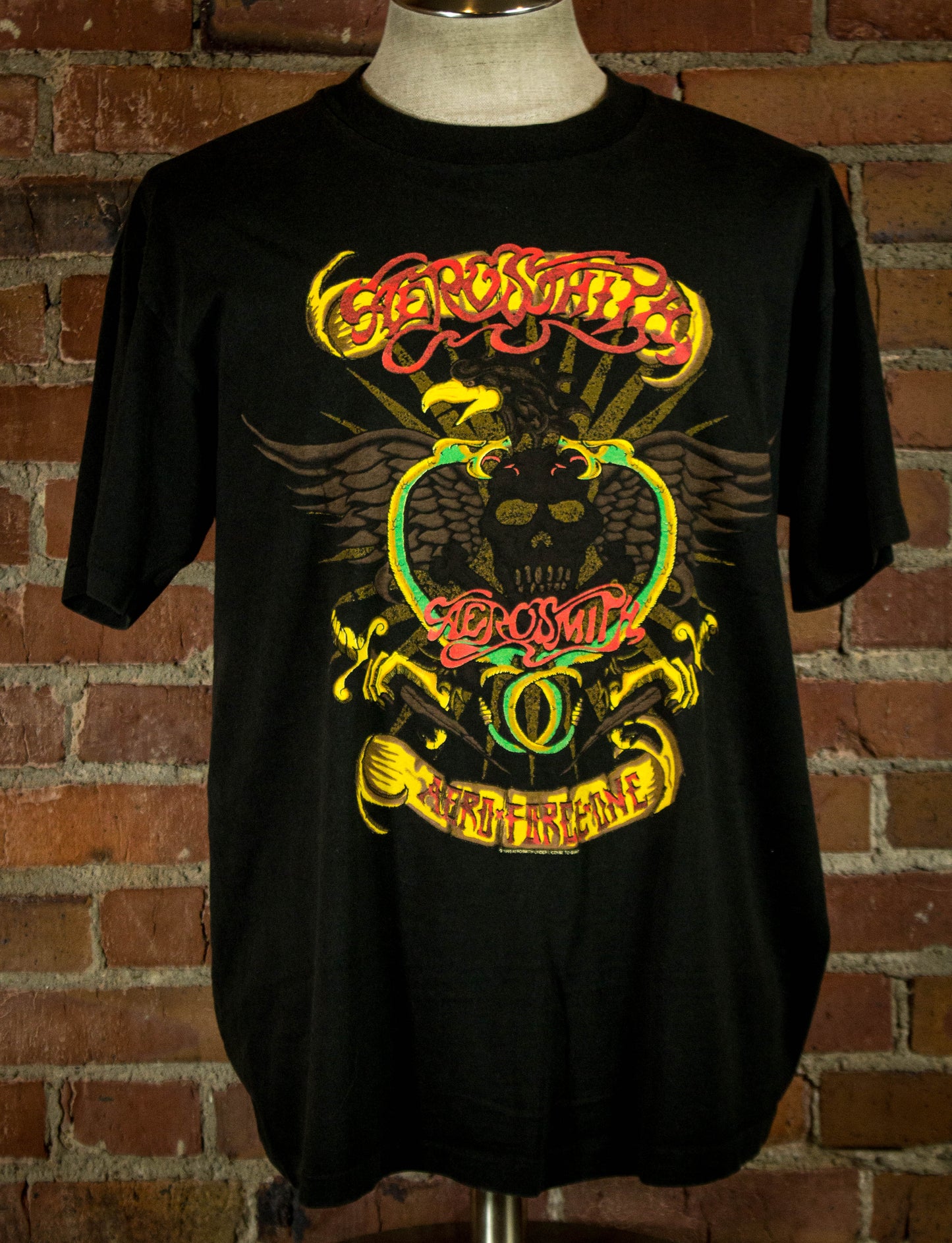 Vintage 1993 Aerosmith Aero Force One Skull Eagle Logo Concert T Shirt XL