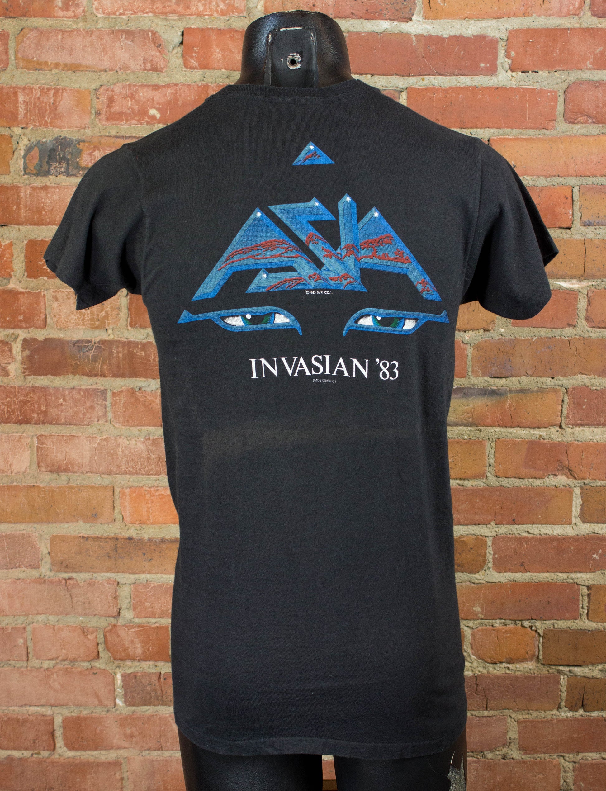 Vintage Asia 1983 Invasian Tour Black Concert T Shirt Unisex Small
