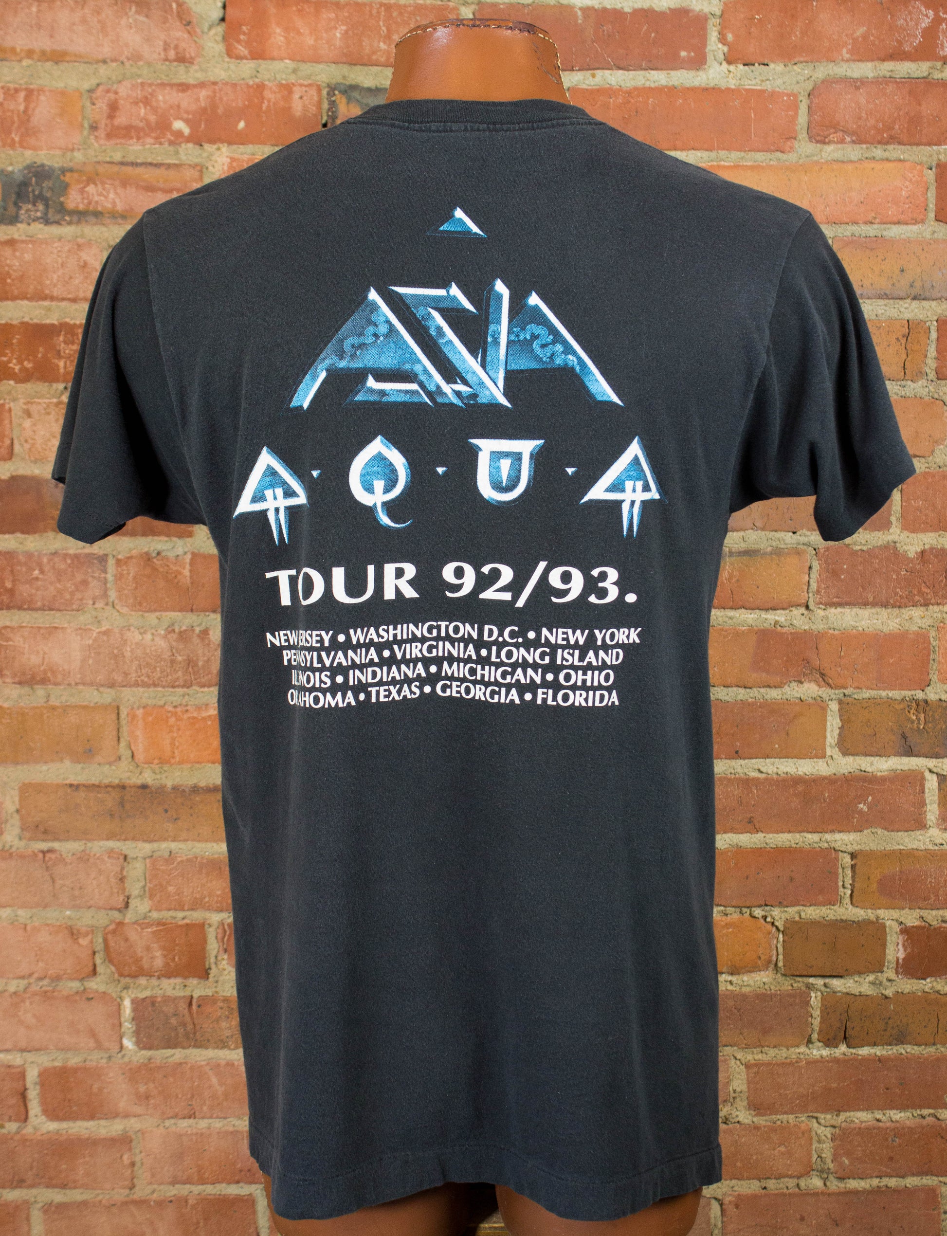 Vintage Asia 1992 Aqua Tour Black and Blue Concert T Shirt Unisex Large