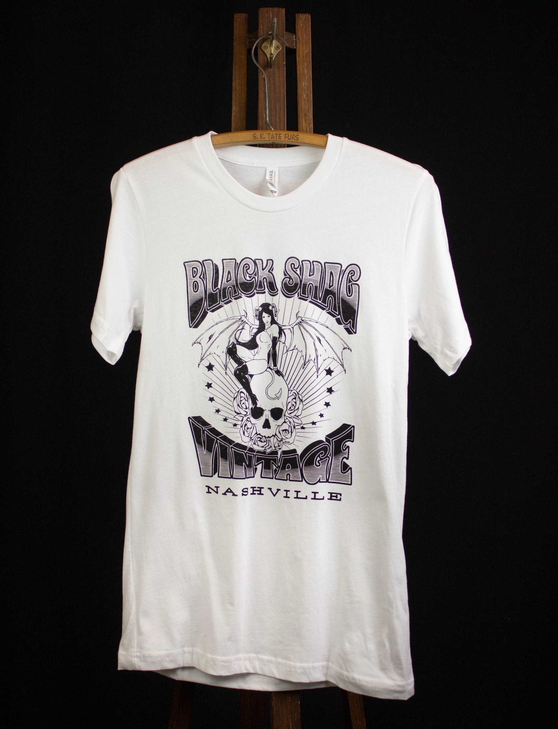 Black Shag Vintage She Devil White T Shirt Unisex XS to 2XL