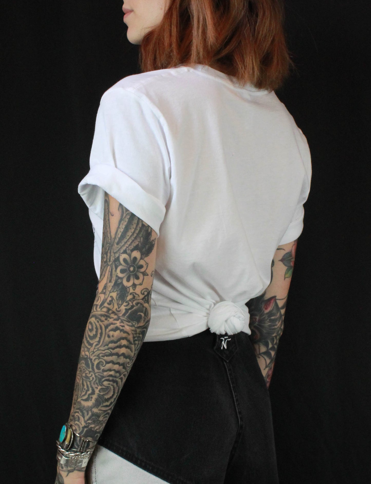 Black Shag Vintage Devil Woman White T Shirt Unisex Small to XL