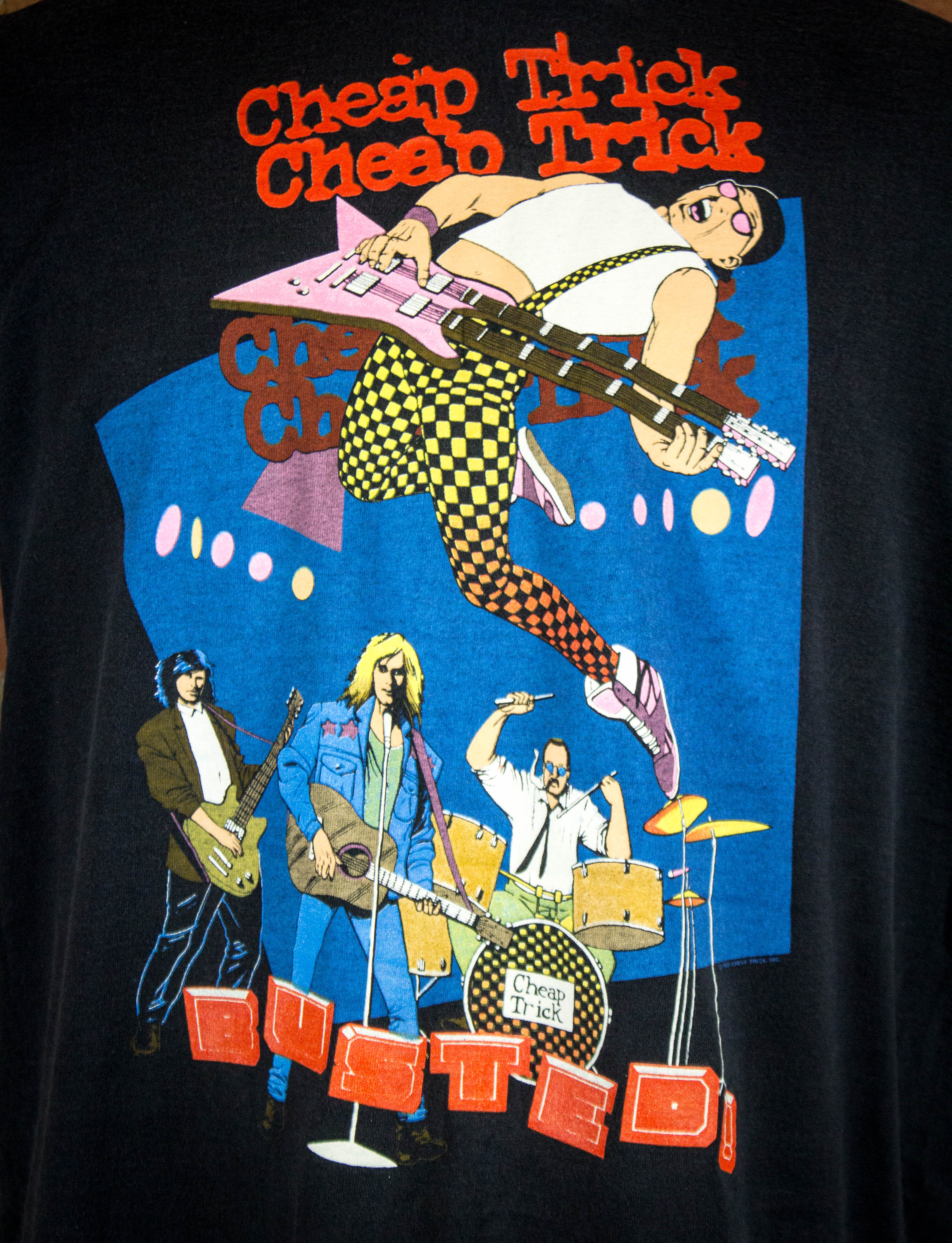 Vintage 1990 Cheap Trick Busted Tour Black Concert T Shirt XL