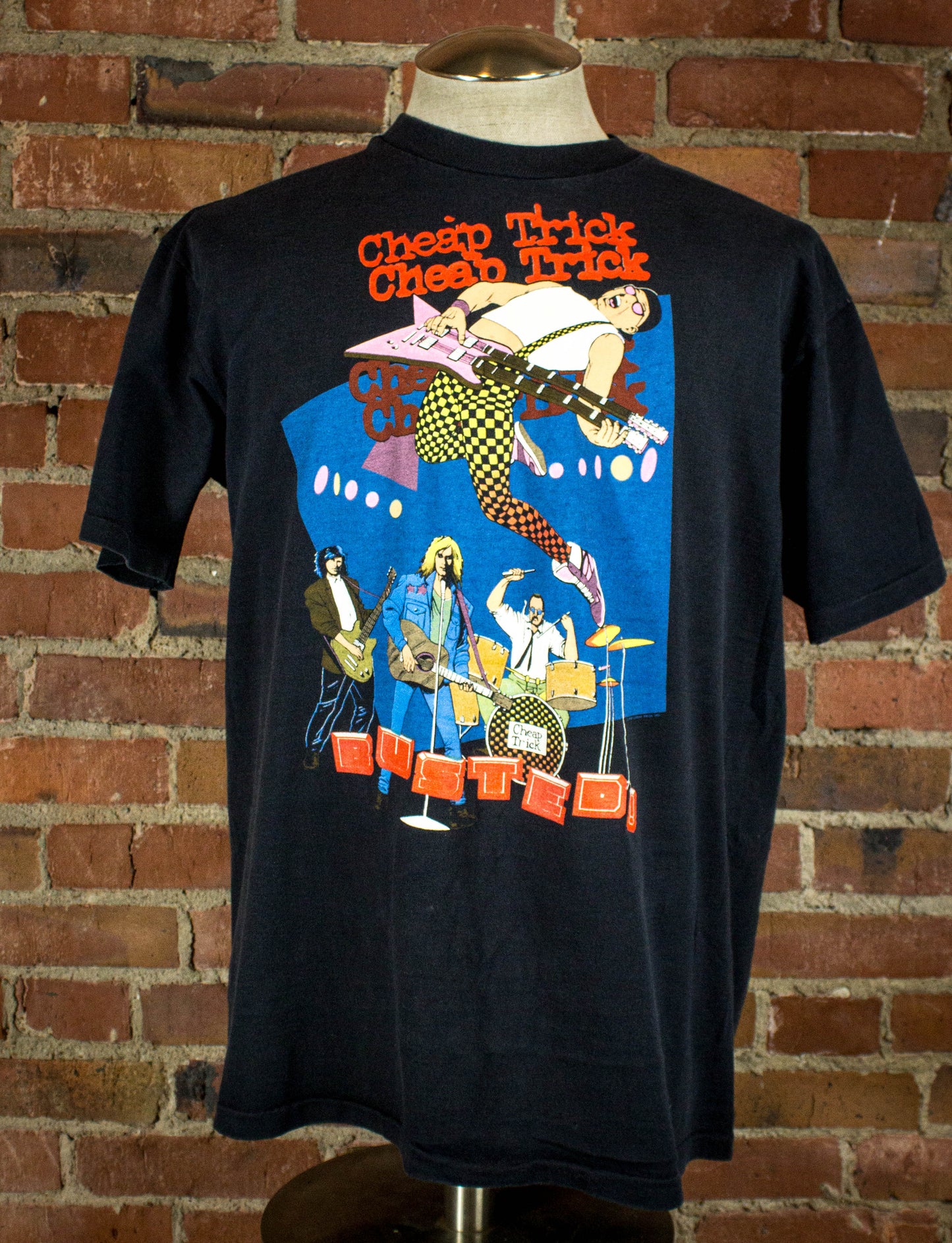 Vintage 1990 Cheap Trick Busted Tour Black Concert T Shirt XL