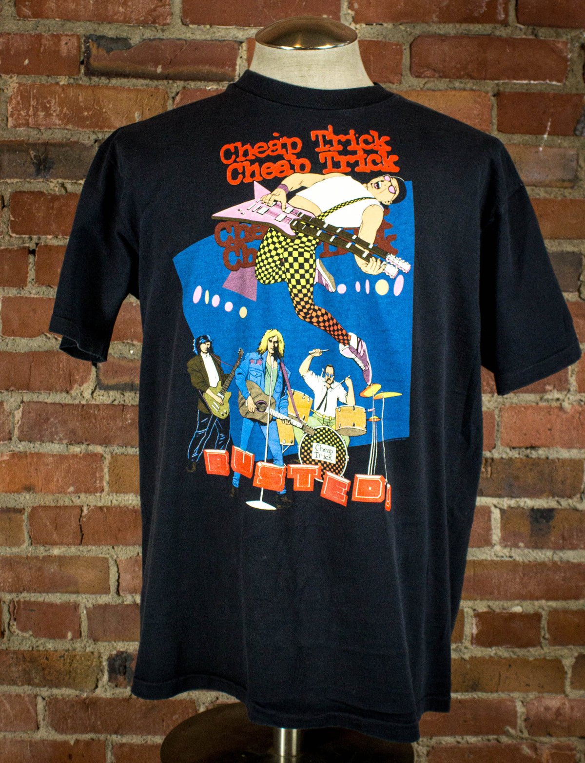 Vintage 1990 Cheap Trick Busted Tour Black Concert T Shirt XL 