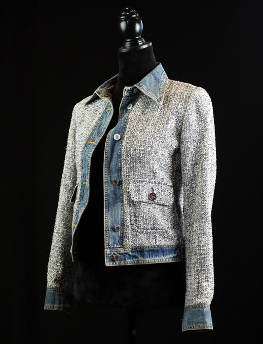 Dolce & Gabbana Tweed Jacket with Denim Trim Small-Medium
