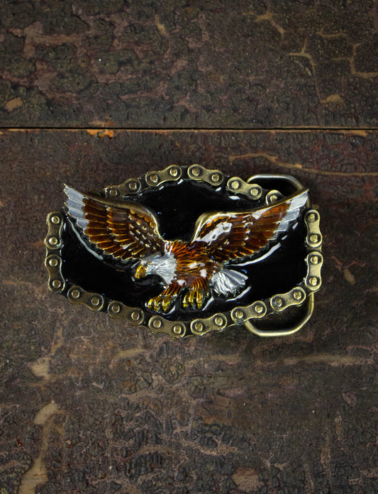Vintage, Accessories, Vintage Vtg Black And Gold Oval Floral Rosette War  Eagle Belt Buckle