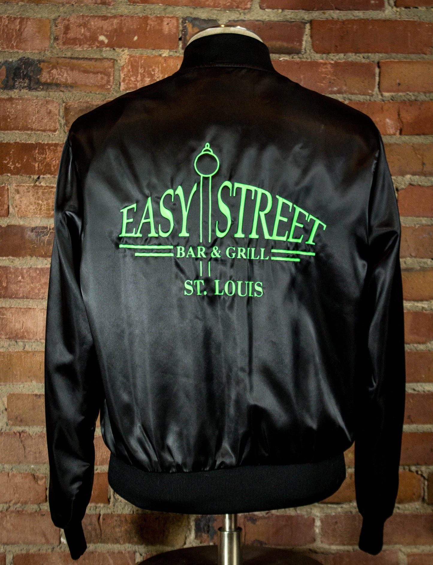 Easy Street Bar & Grill St Louis Black Nylon Jacket Unisex Medium Vintage 80's