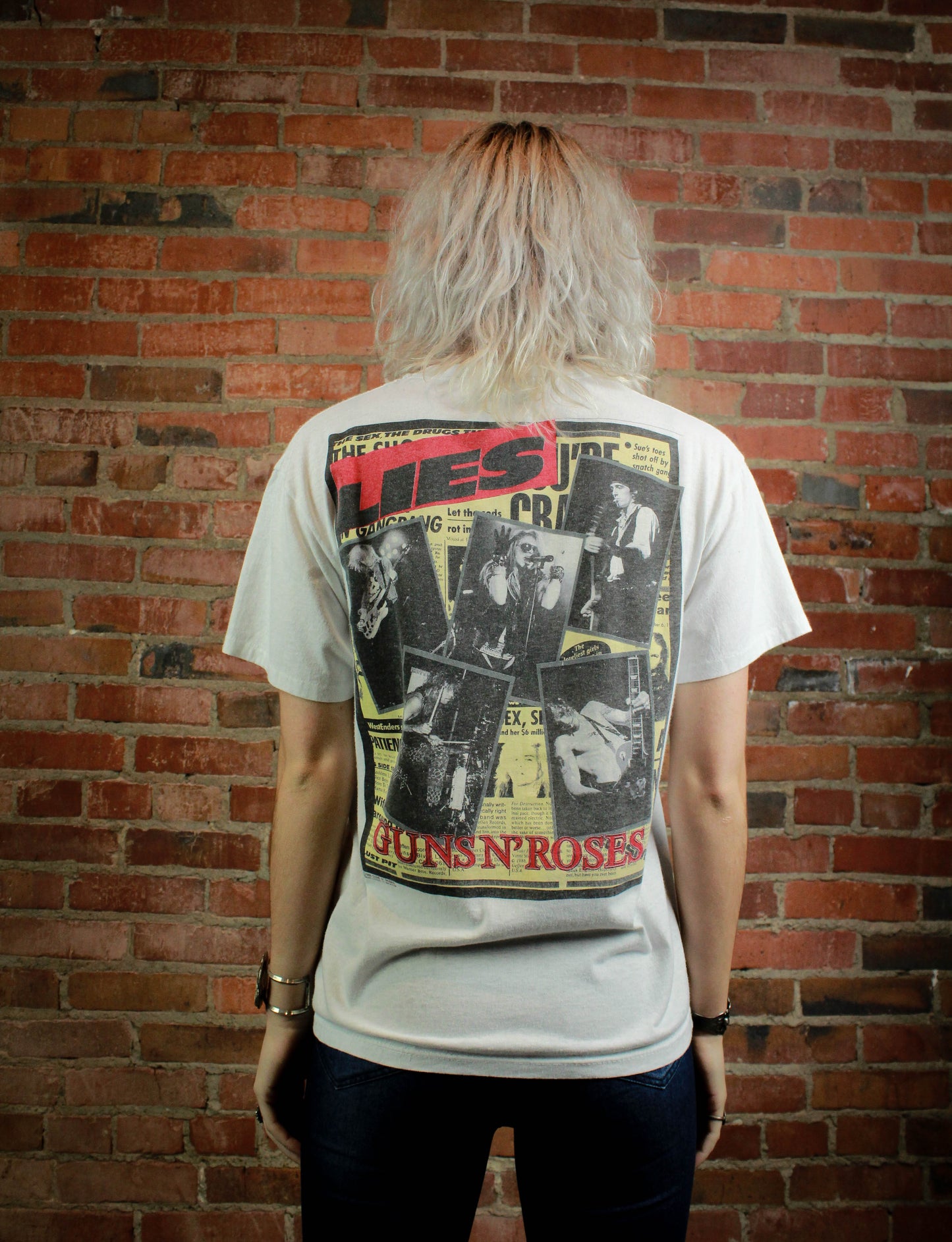 Vintage Guns 'N' Roses One In A Million Lies Concert T Shirt 1989 White Medium