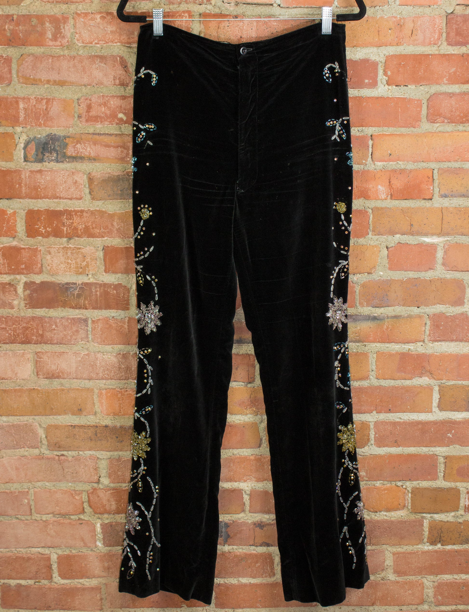 Vintage Granny Takes A Trip Black Velvet Bolero Jacket & Pants 70s Lou Reed