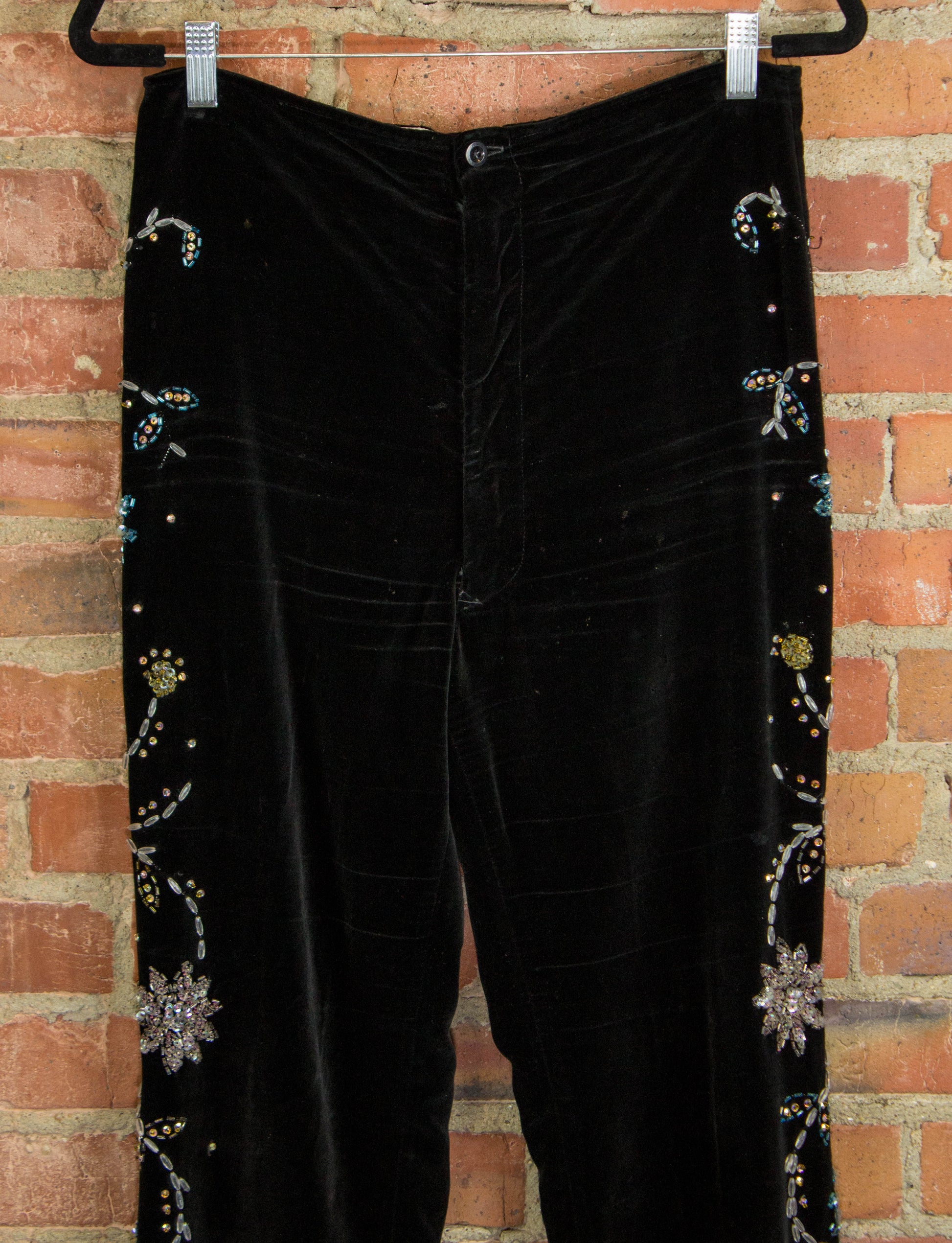 Vintage Granny Takes A Trip Black Velvet Bolero Jacket & Pants 70s Lou Reed