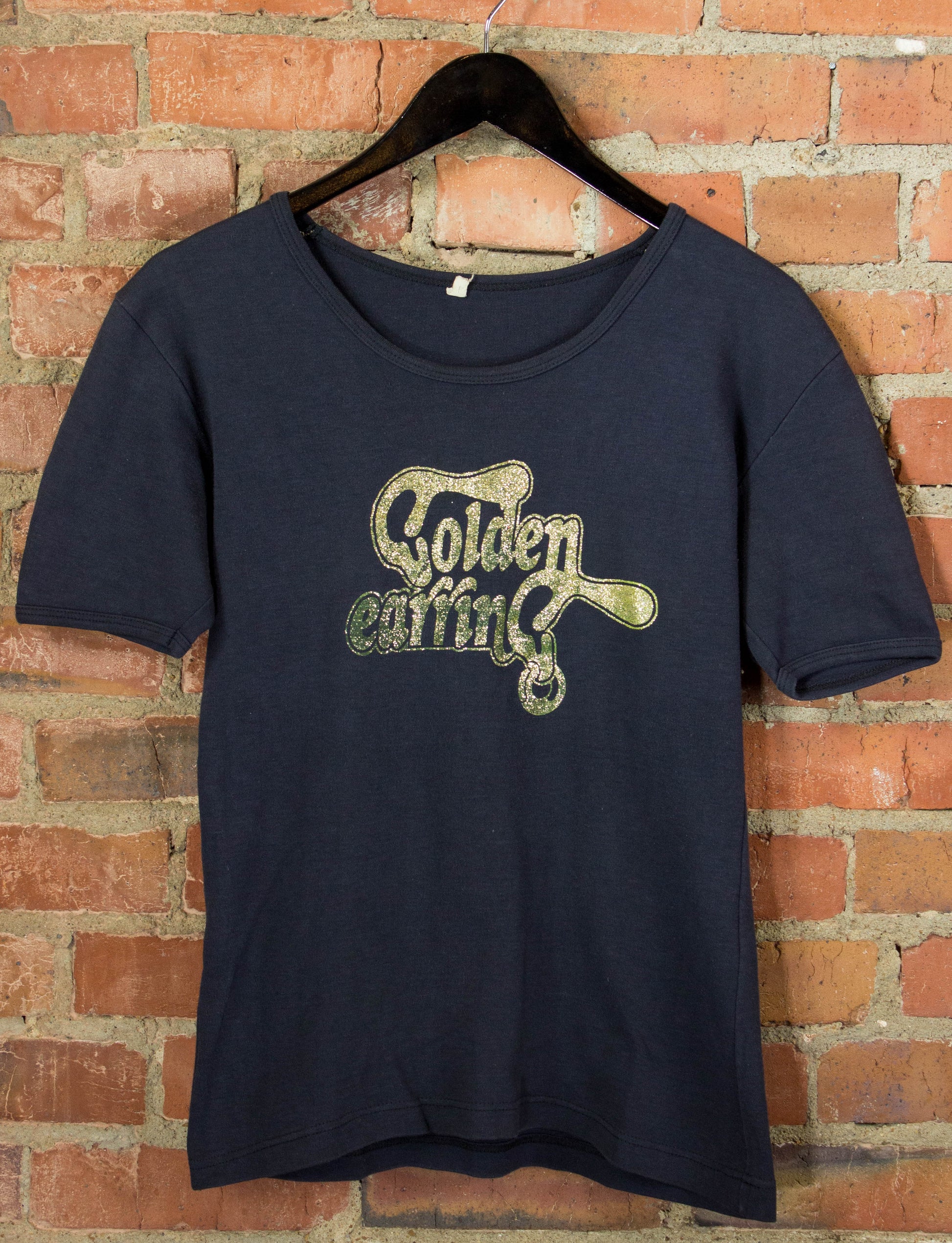 Vintage 70s Golden Earring Gold Glitter Logo Concert T Shirt Small