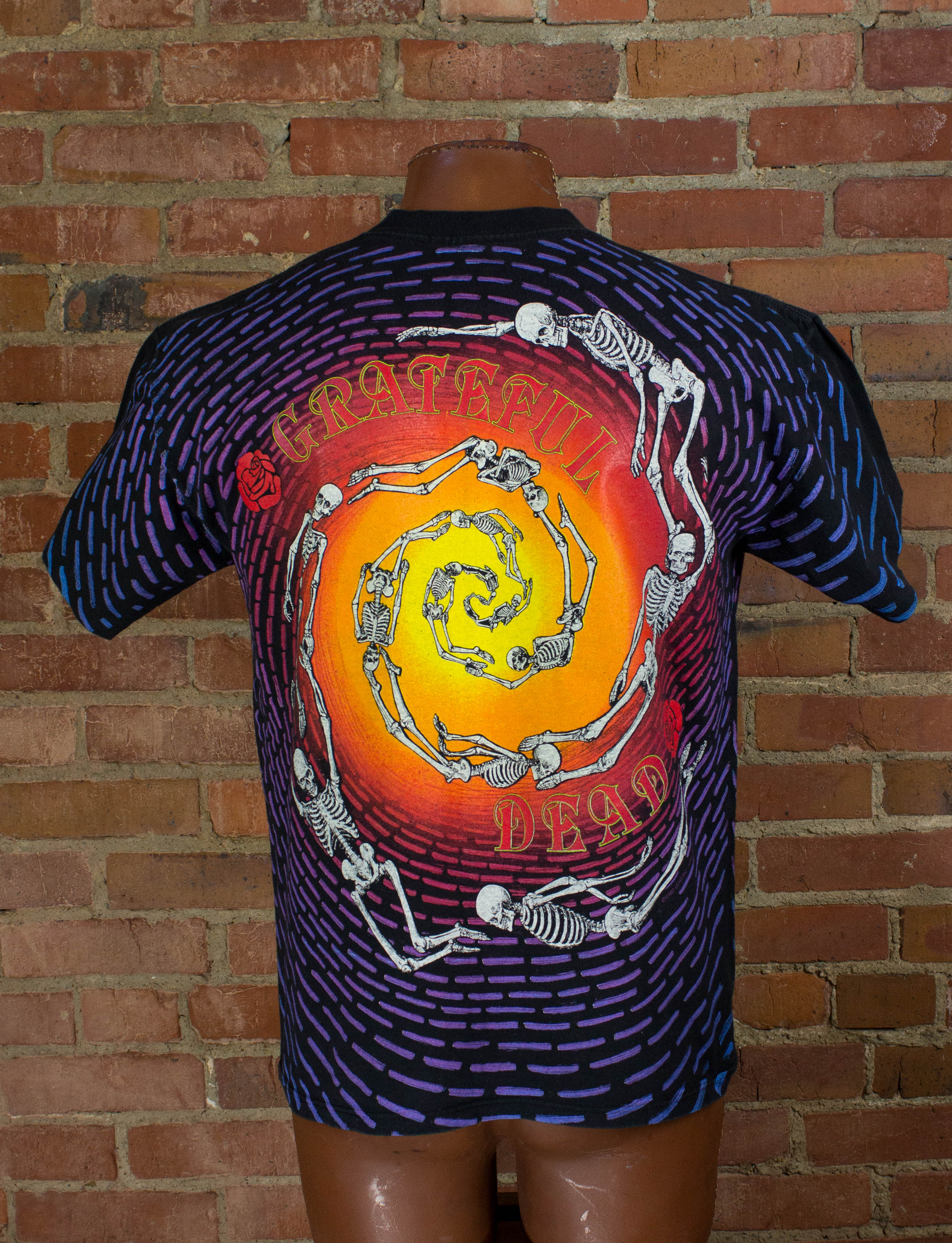 Grateful Dead 1992 Spiral Skeleton All Over Print Concert T Shirt Unisex  Large