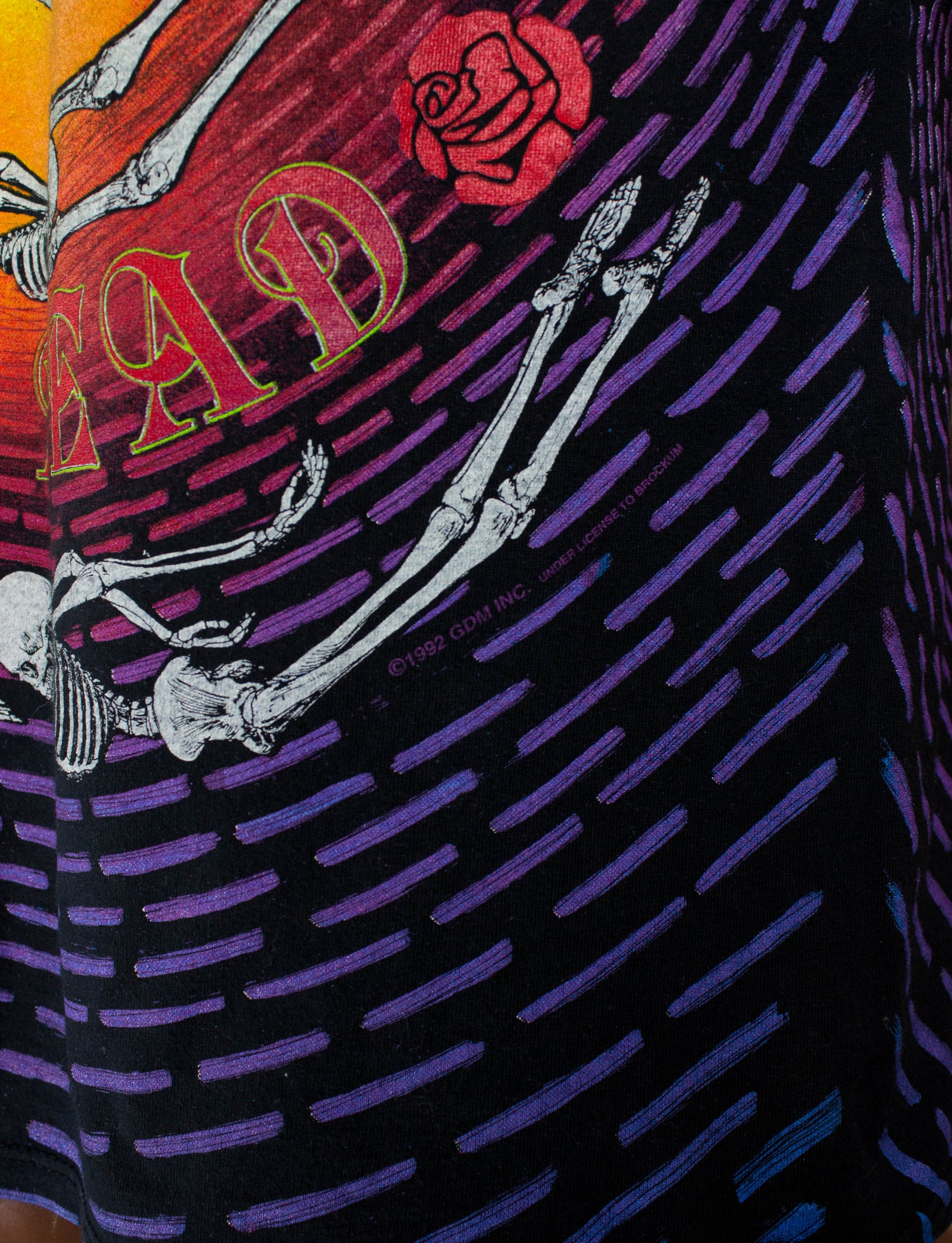 Grateful Dead 1992 Spiral Skeleton All Over Print Concert T Shirt Unisex Large