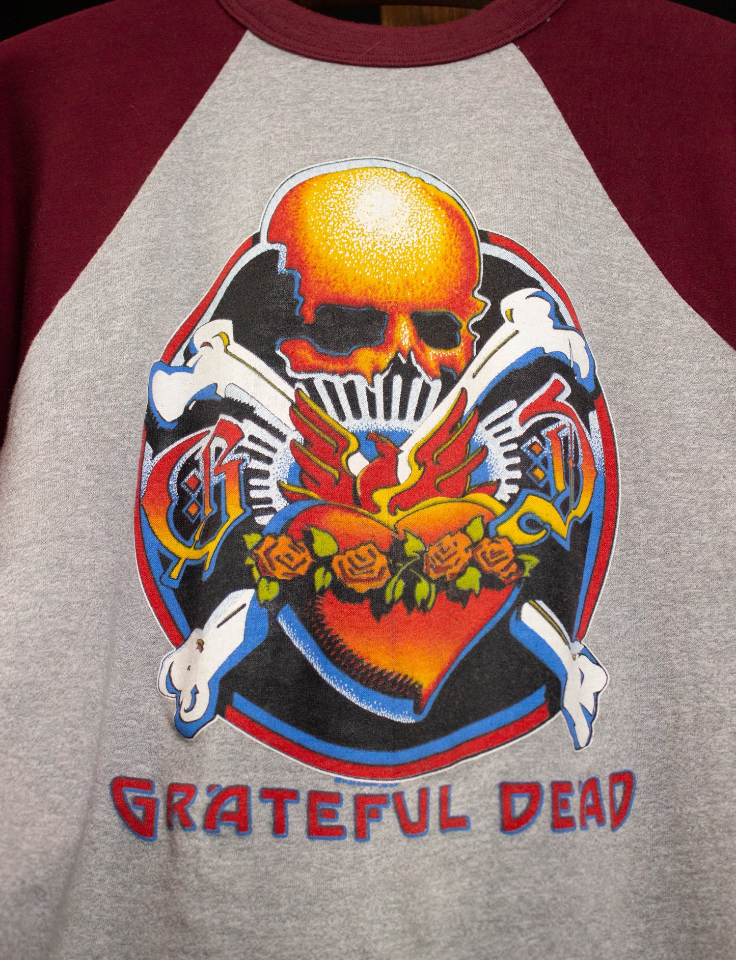 Vintage 1979 Grateful Dead Raglan Concert T Shirt Maroon and Gray Medium