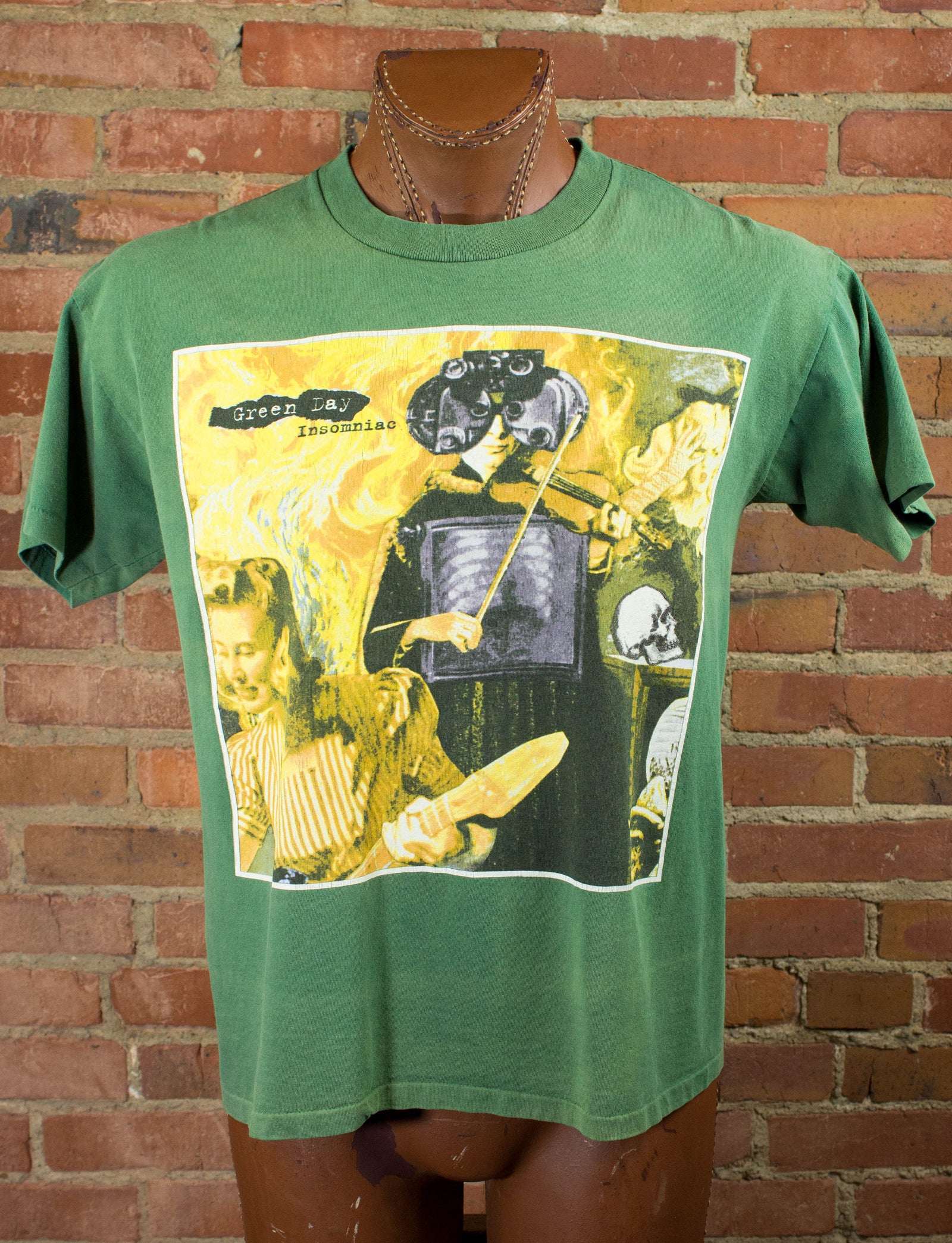 Green　Shag　Day　1995　Tour　Insomniac　Green　Concert　Black　T　Shirt　Unisex　Large　–　Vintage