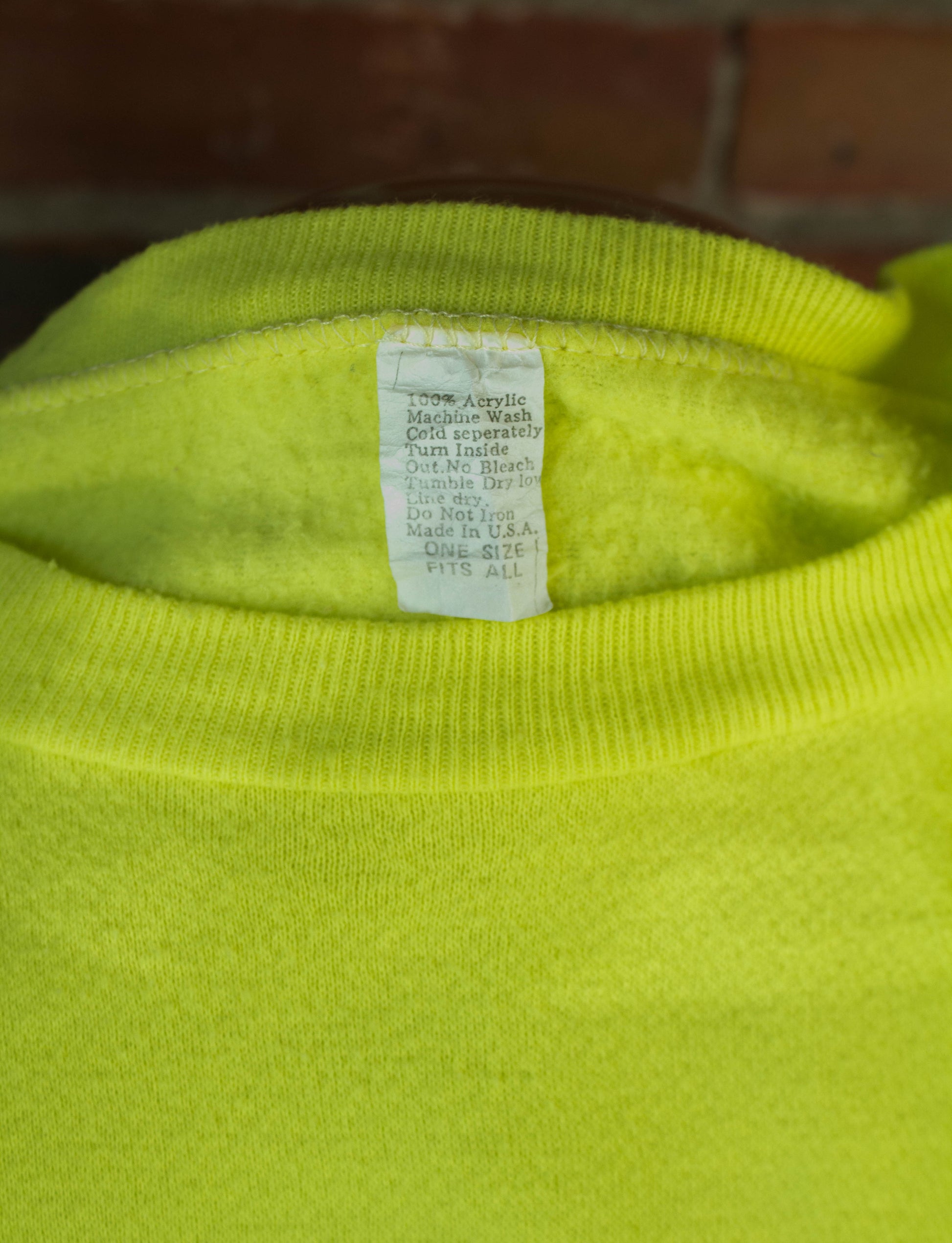 Vintage 80s Guess Neon Yellow Sweatshirt With Neon Green Puffy Print Graphic Unisex  XL